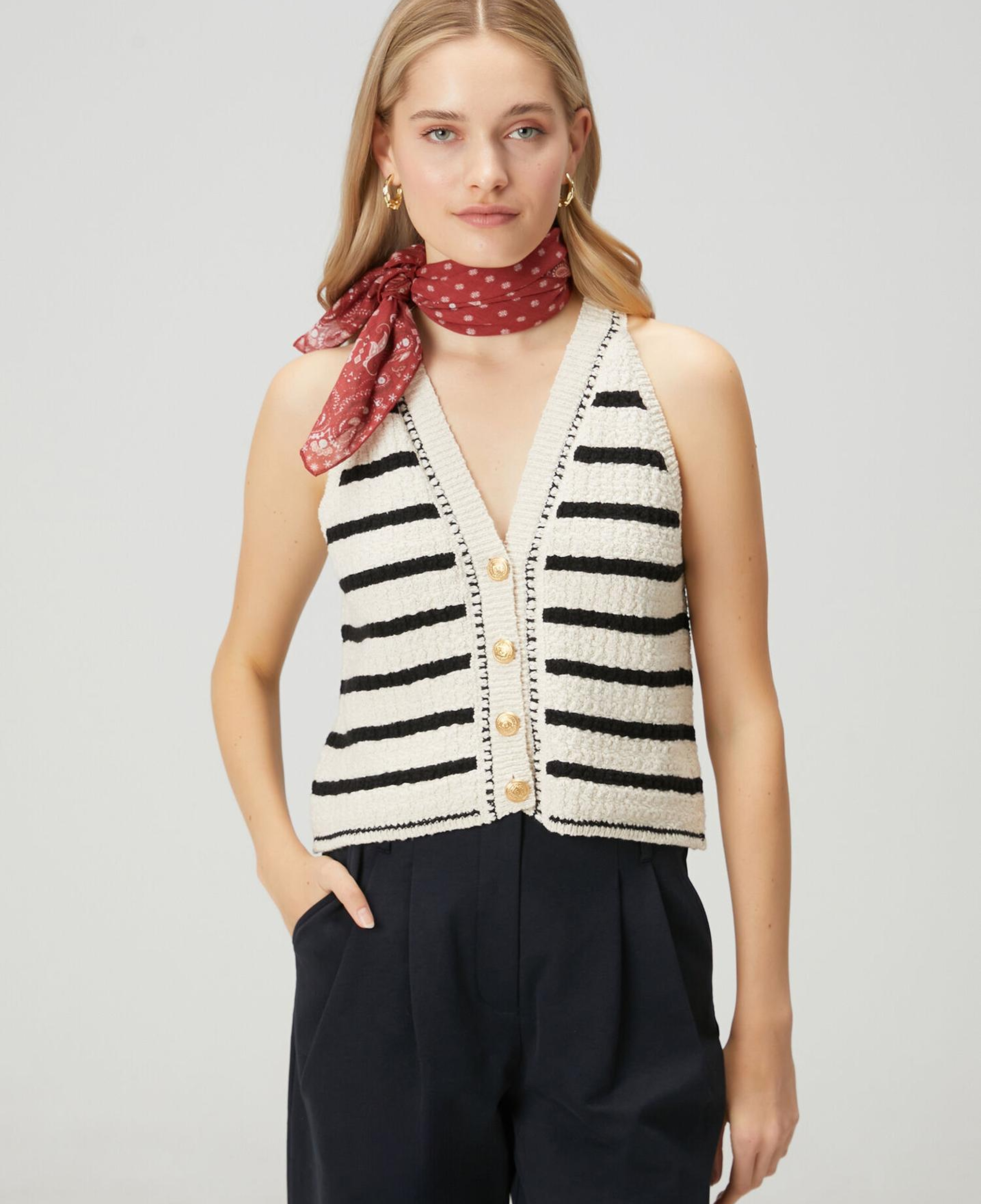 Beymen Club Kadın Kırık Beyaz Siyah Çizgili Yelek