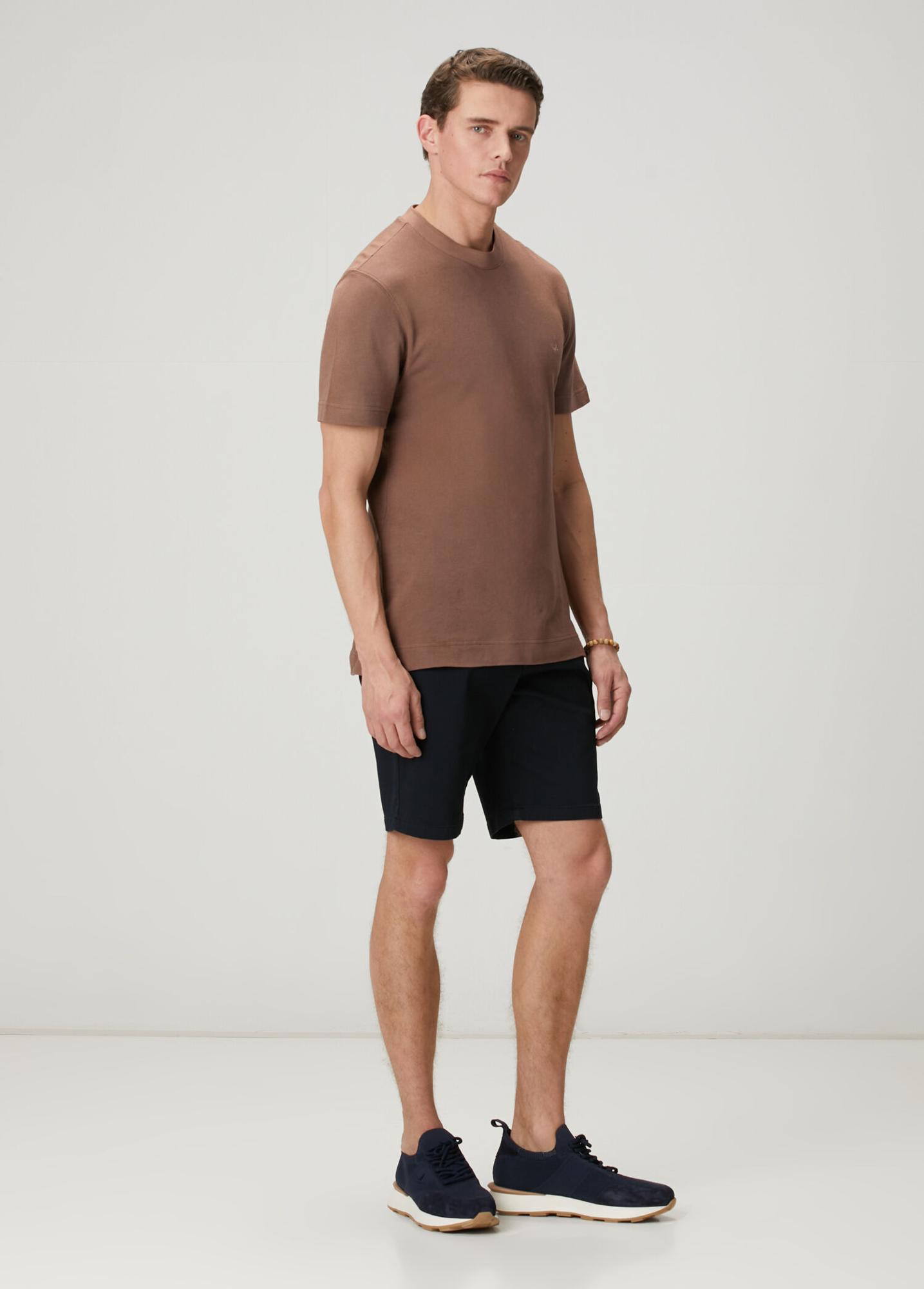 Beymen Club Erkek Kahverengi Relax Fit Pamuk Keten T-shirt