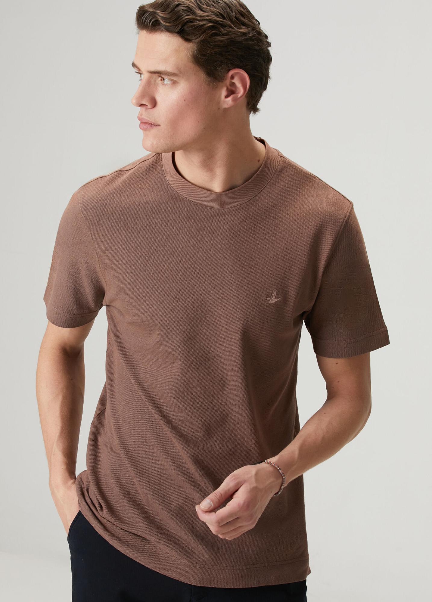 Beymen Club Erkek Kahverengi Relax Fit Pamuk Keten T-shirt