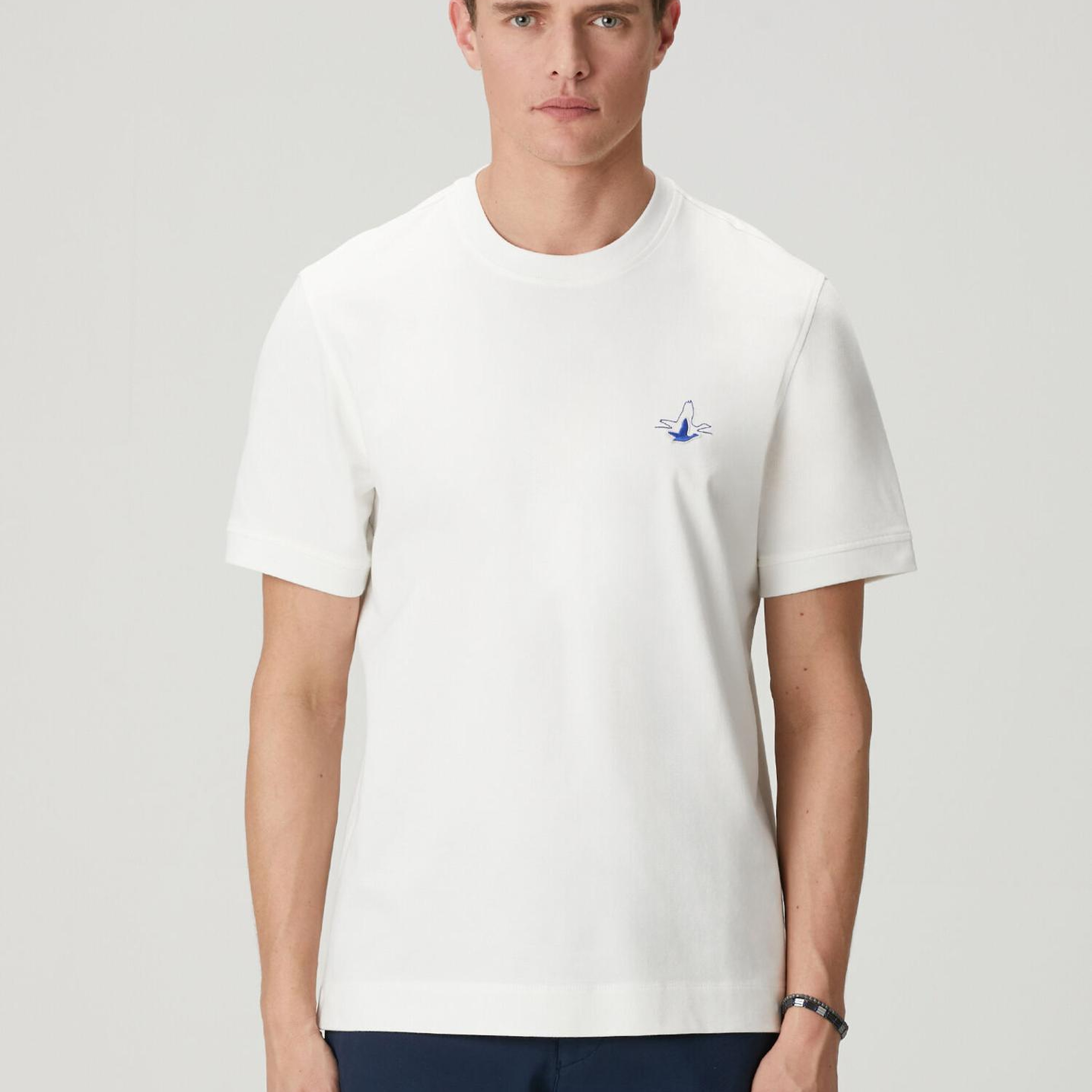 Beymen Club Erkek Kırık Beyaz Relax Fit Lycralı Pike -Tshirt