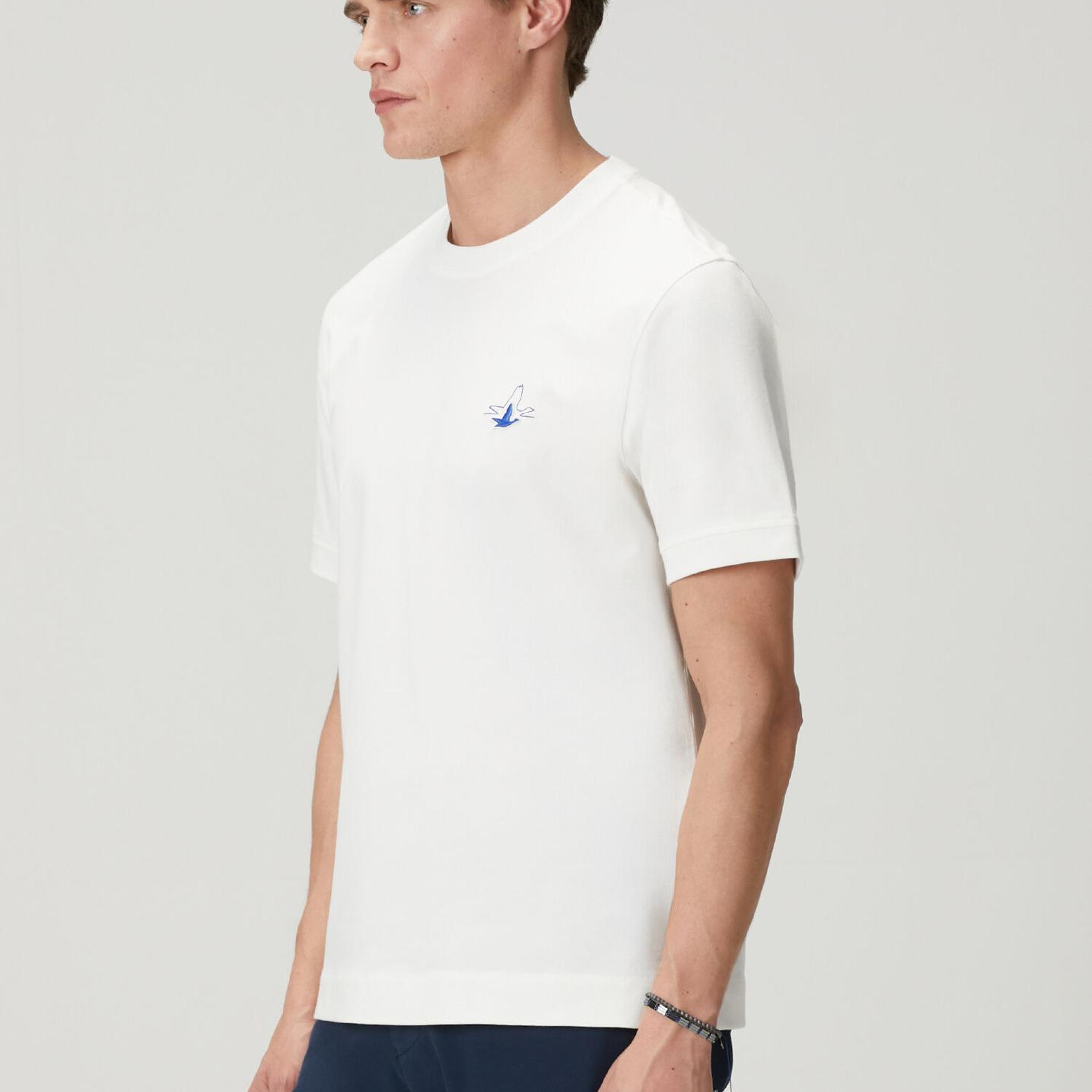 Beymen Club Erkek Kırık Beyaz Relax Fit Lycralı Pike -Tshirt