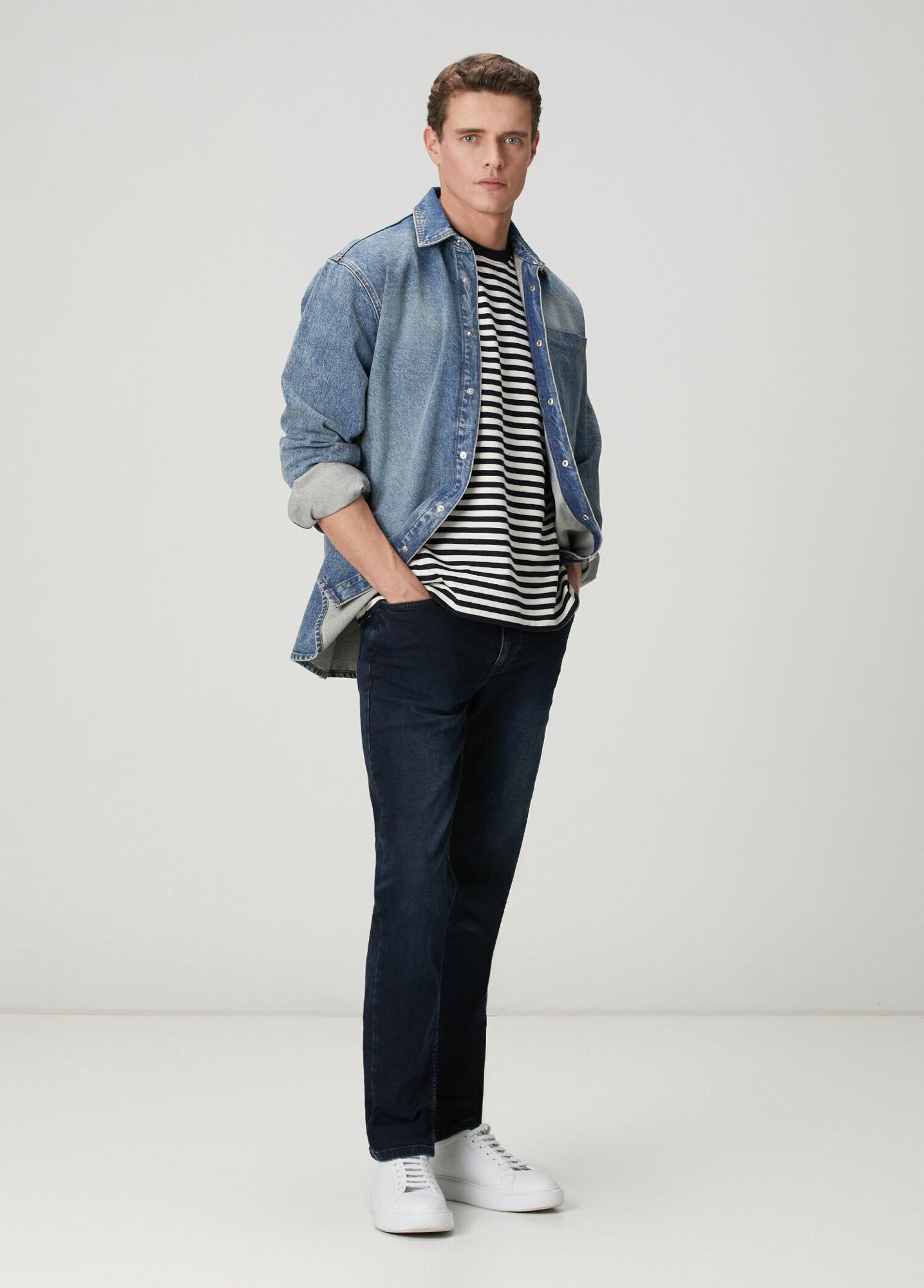 Beymen Club Erkek Mavi Oversize Fit Tek Cepli Jean Gömlek