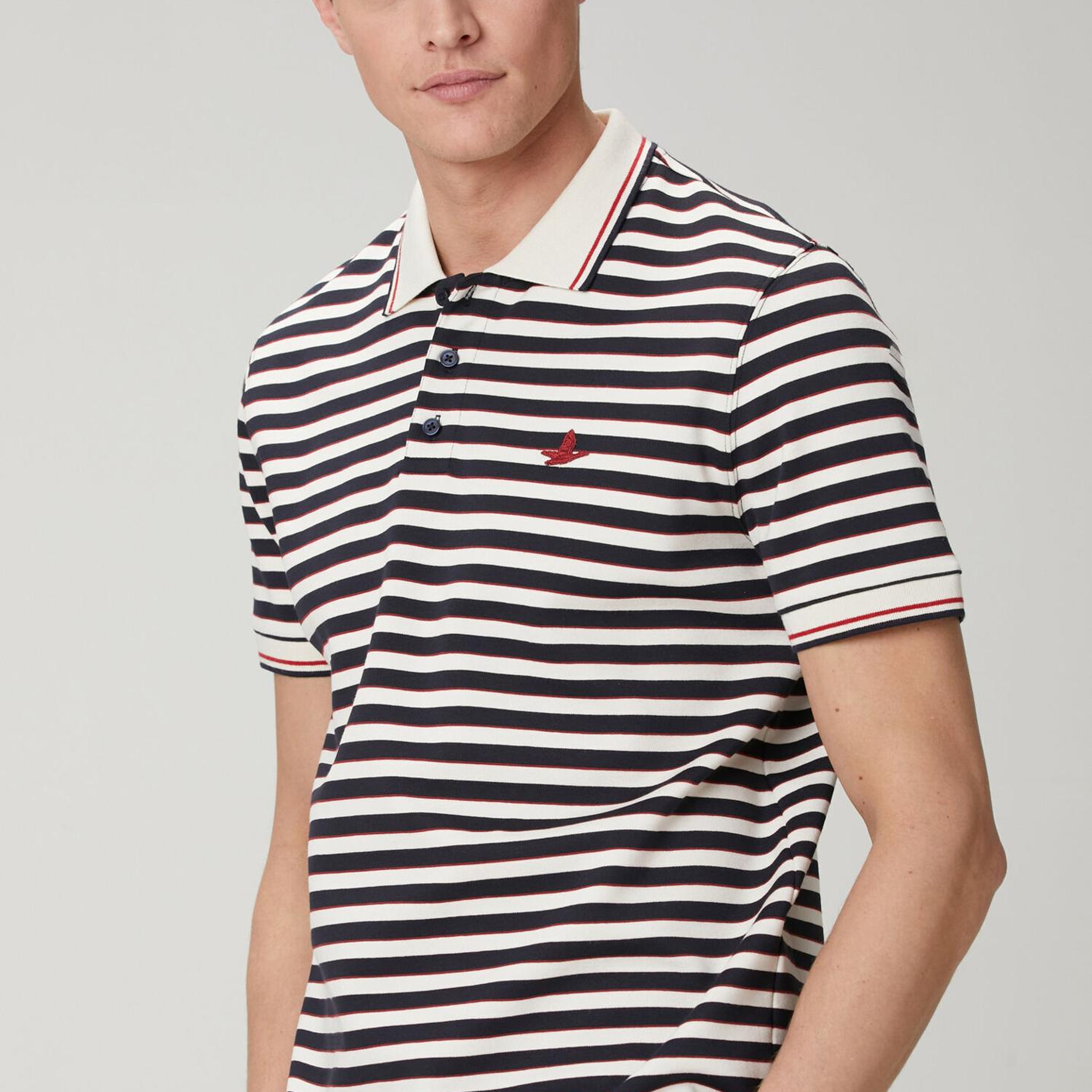 Beymen Club Erkek Lacivert Beyaz Comfort Fit Çizgili Polo T-shirt
