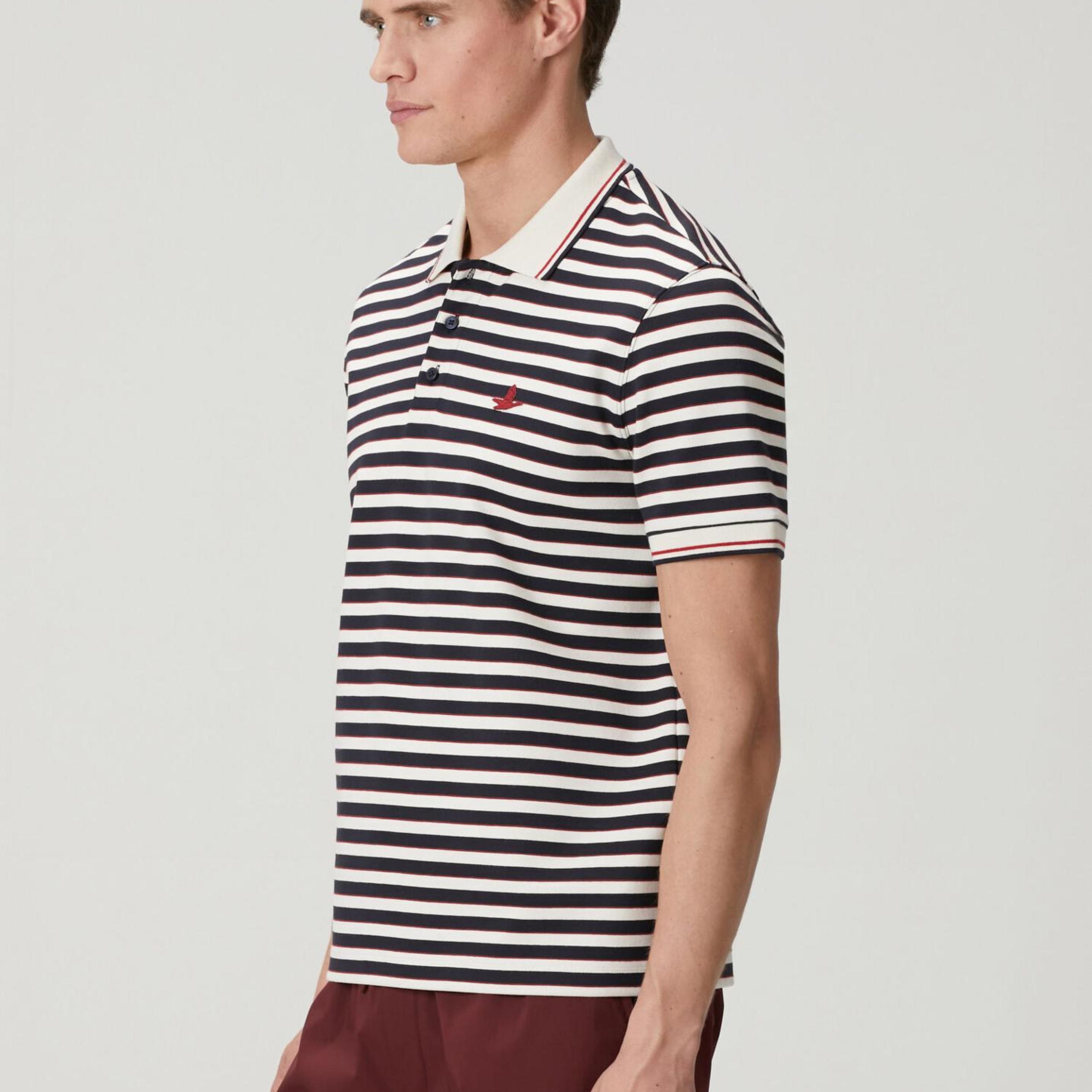 Beymen Club Erkek Lacivert Beyaz Comfort Fit Çizgili Polo T-shirt