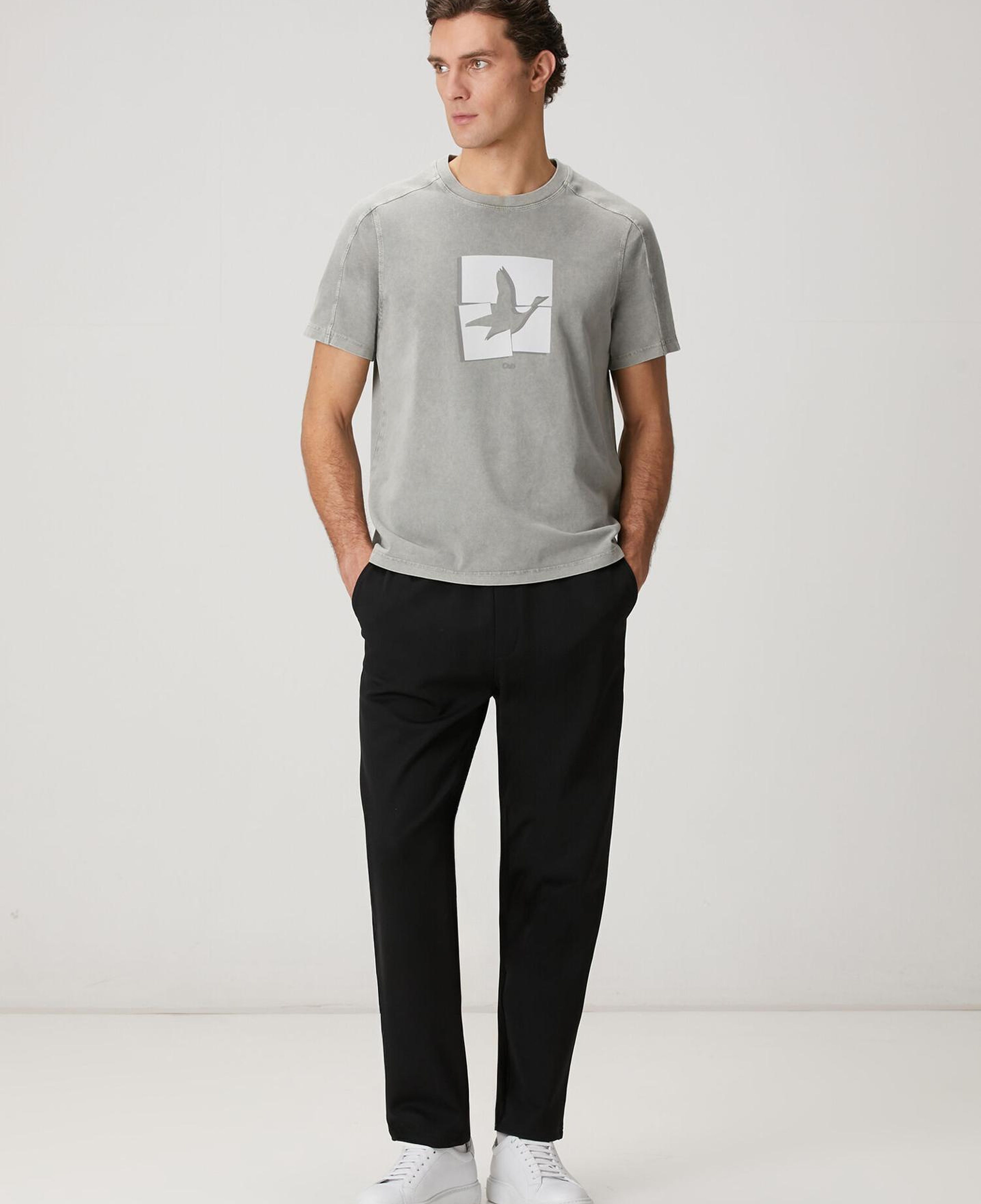 Beymen Club Erkek Antrasit Logolu Oversize T-shirt