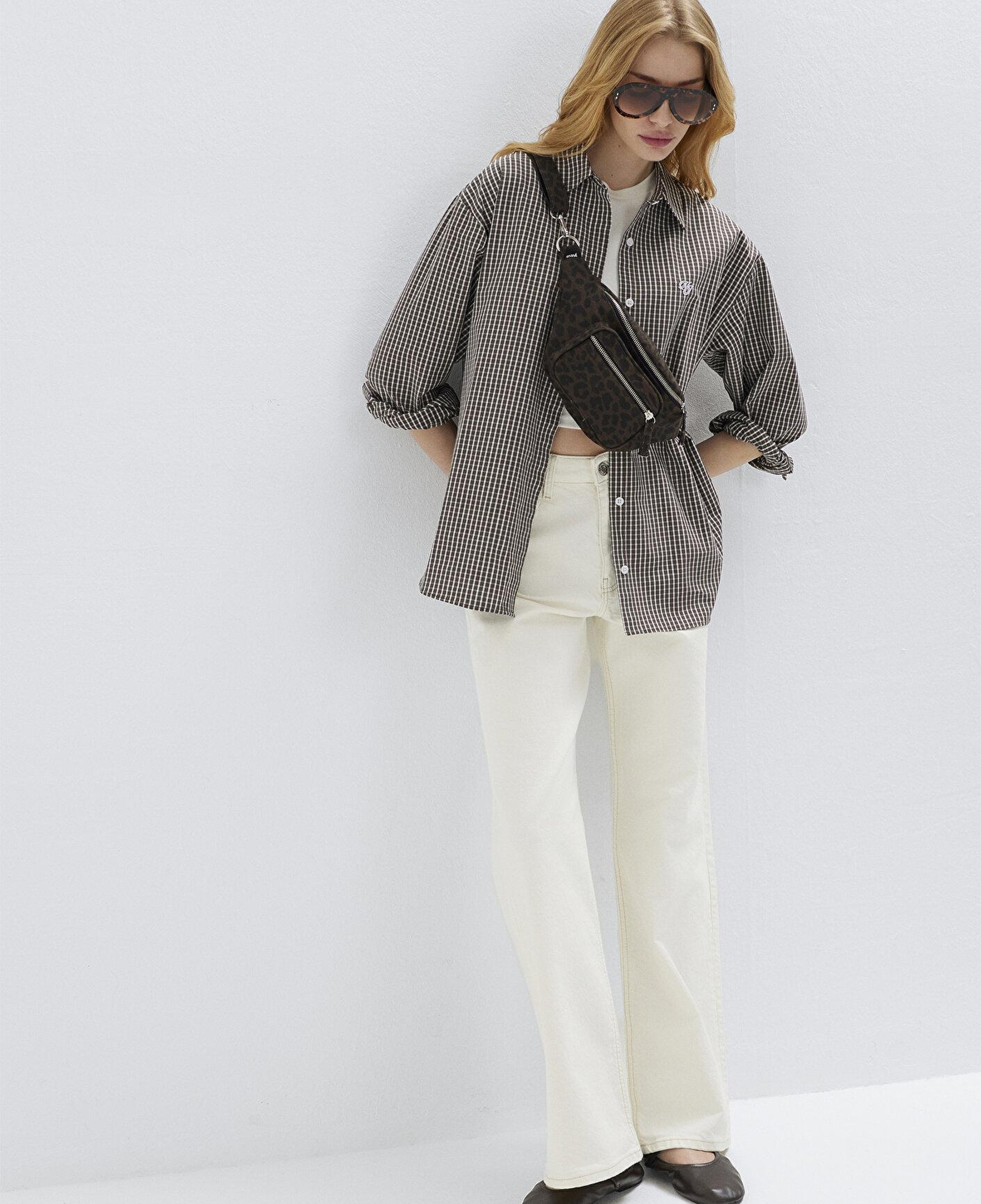 Mavi Pötikareli Kahverengi Gömlek Loose Fit / Bol Rahat Kesim 1211227-91742