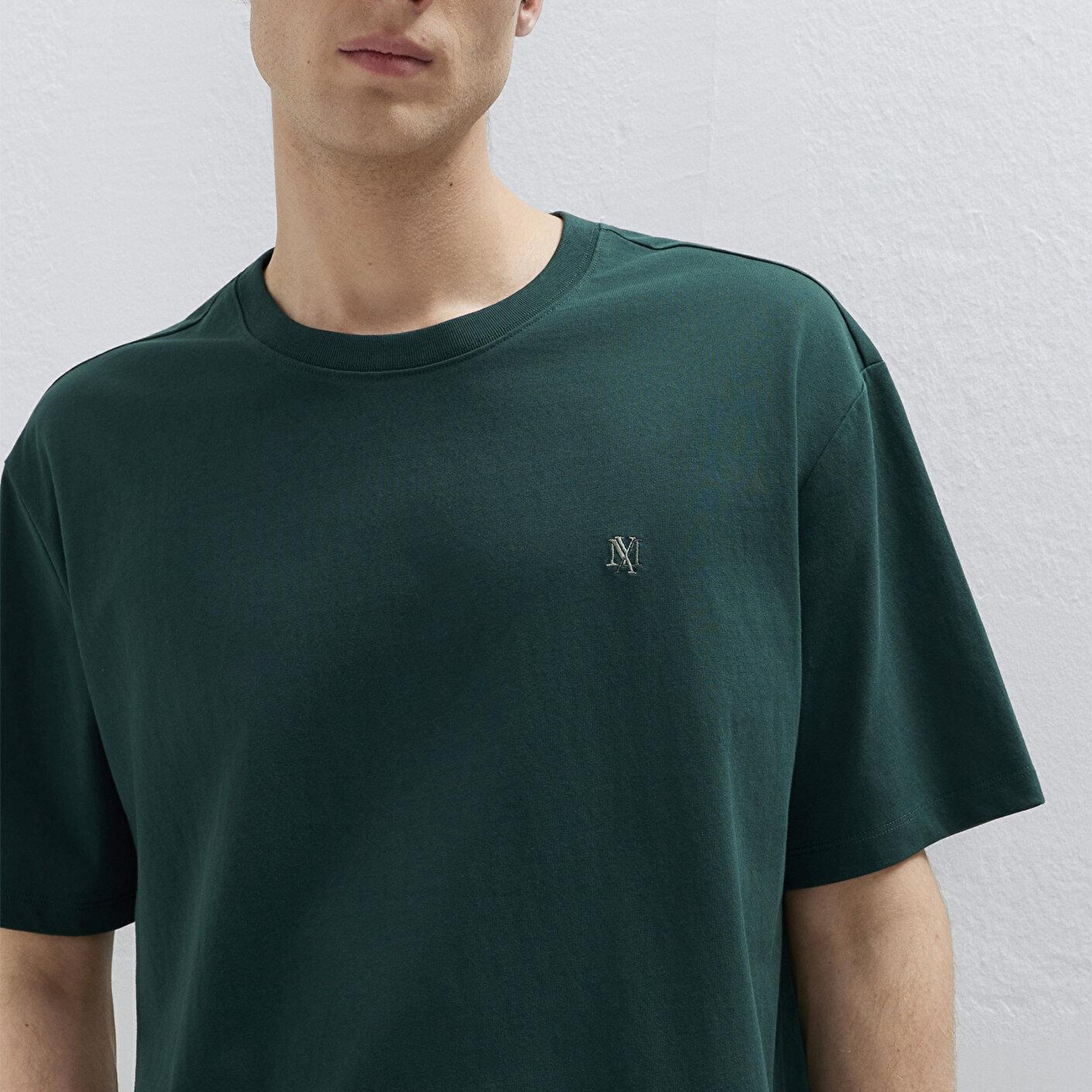 Mavi Mavi Mühür Logo Nakışlı Yeşil Tişört Loose Fit / Bol Rahat Kesim 0613436-85173