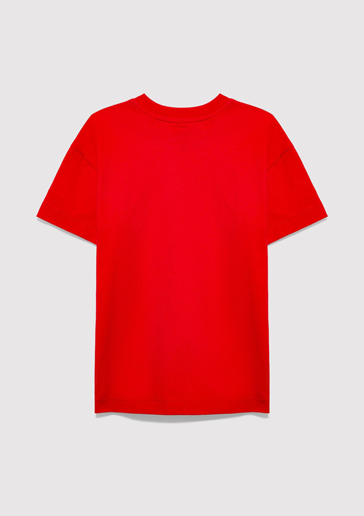 Mavi Kırmızı Tişört Loose Fit / Bol Rahat Kesim 7610491-82054