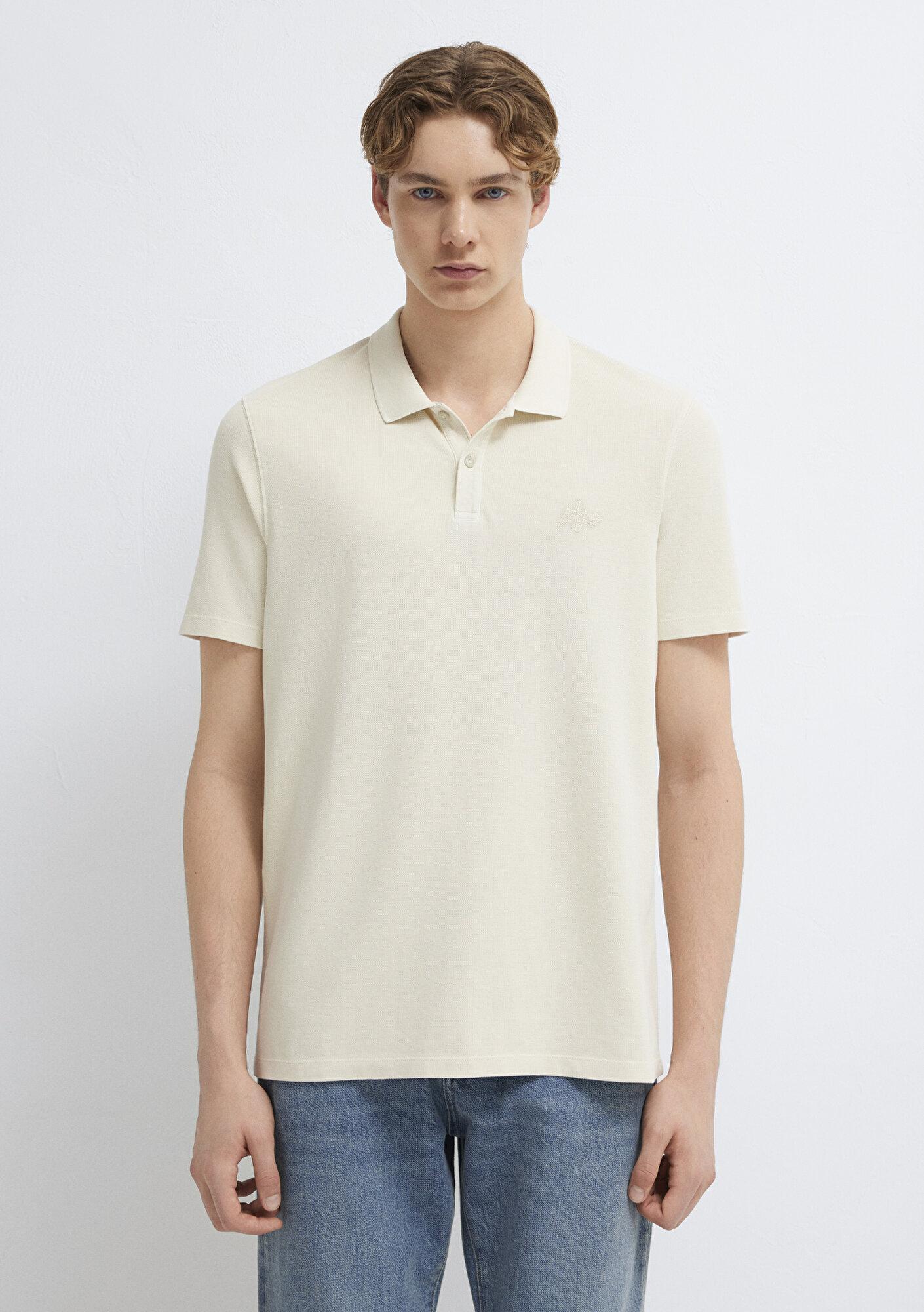 Mavi Bej Tişört Slim Fit / Dar Kesim 0613618-70140