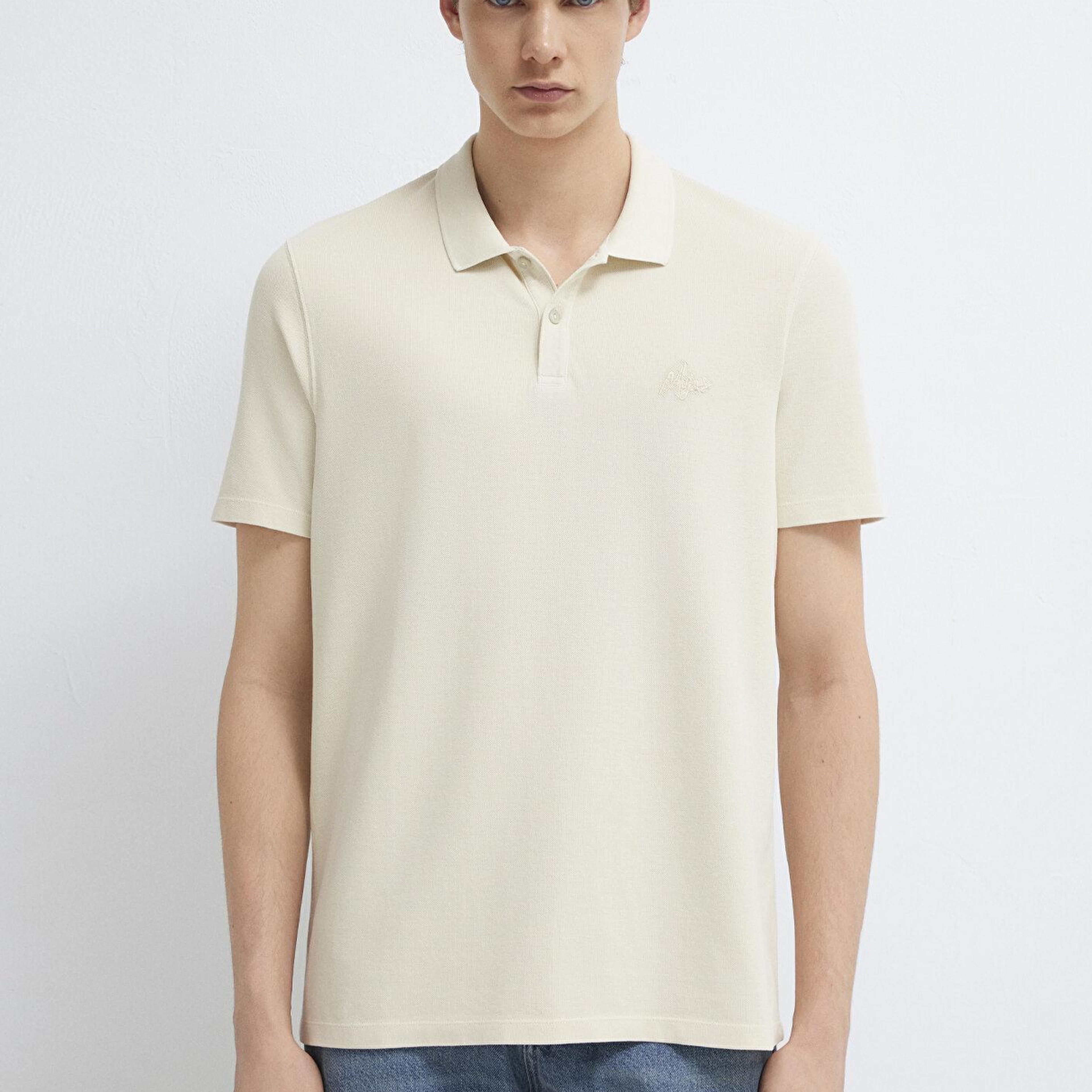 Mavi Bej Tişört Slim Fit / Dar Kesim 0613618-70140