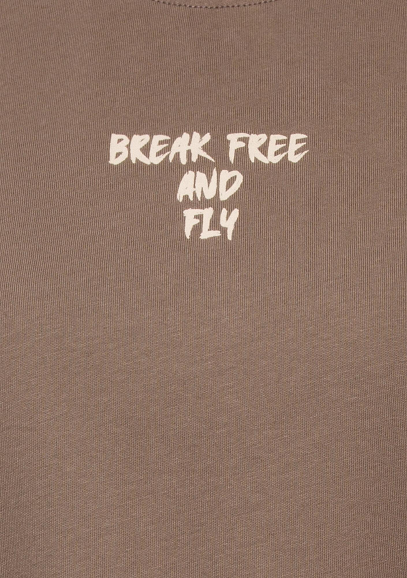 Mavi Kelebek Baskılı Kahverengi Tişört Boxy Fit 1613872-83866