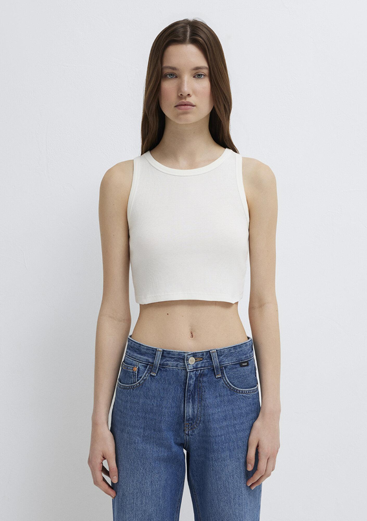Mavi Ekru Crop Atlet Crop / Kısa Kesim 1613810-70057