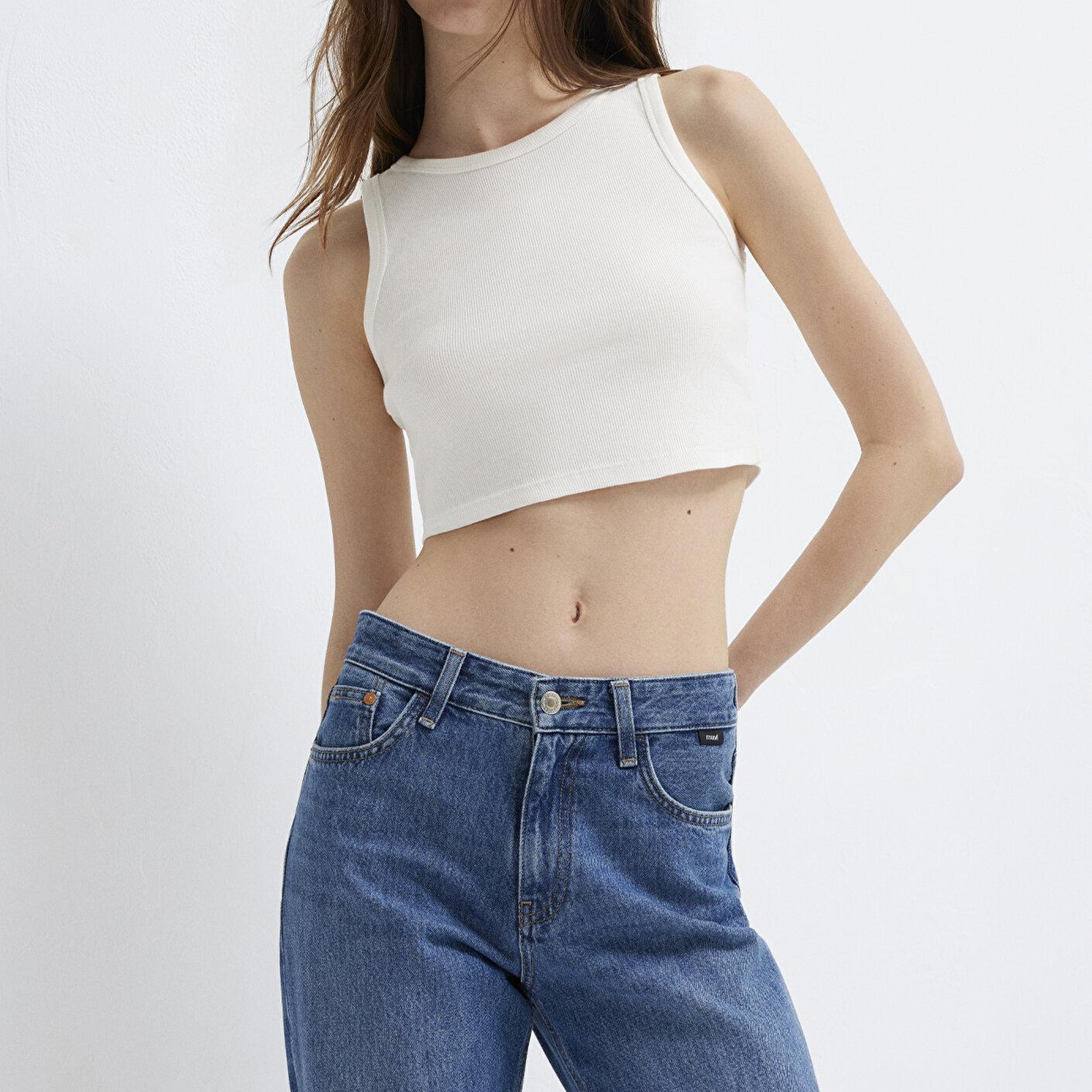 Mavi Ekru Crop Atlet Crop / Kısa Kesim 1613810-70057