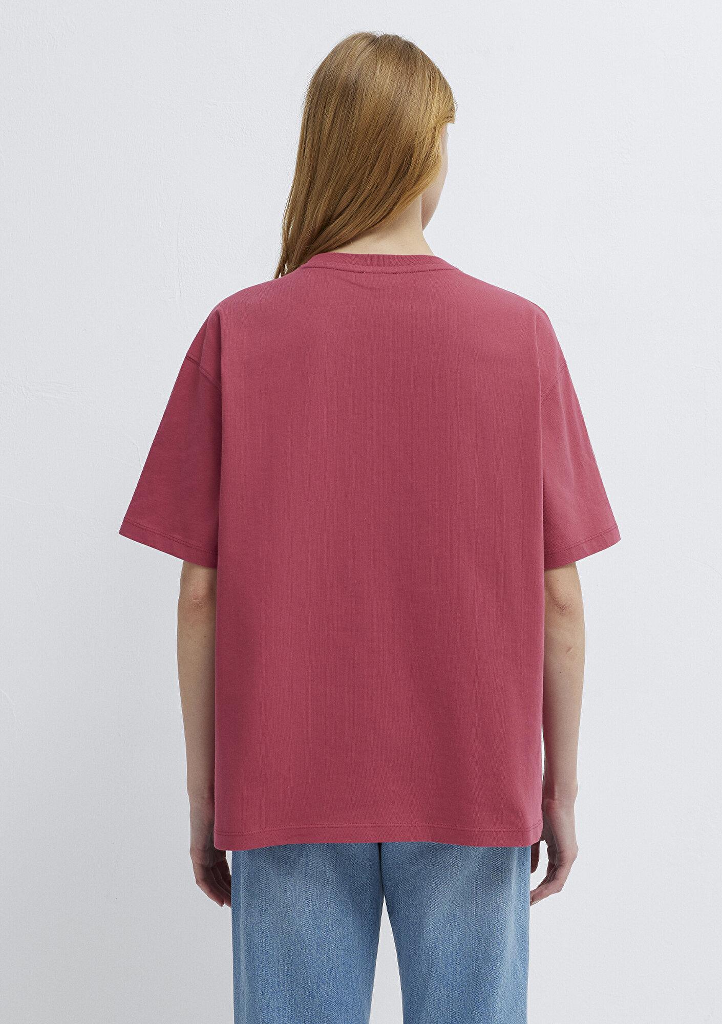 Mavi Mavi Logo Baskılı Pembe Tişört Loose Fit / Bol Rahat Kesim 1613884-70398