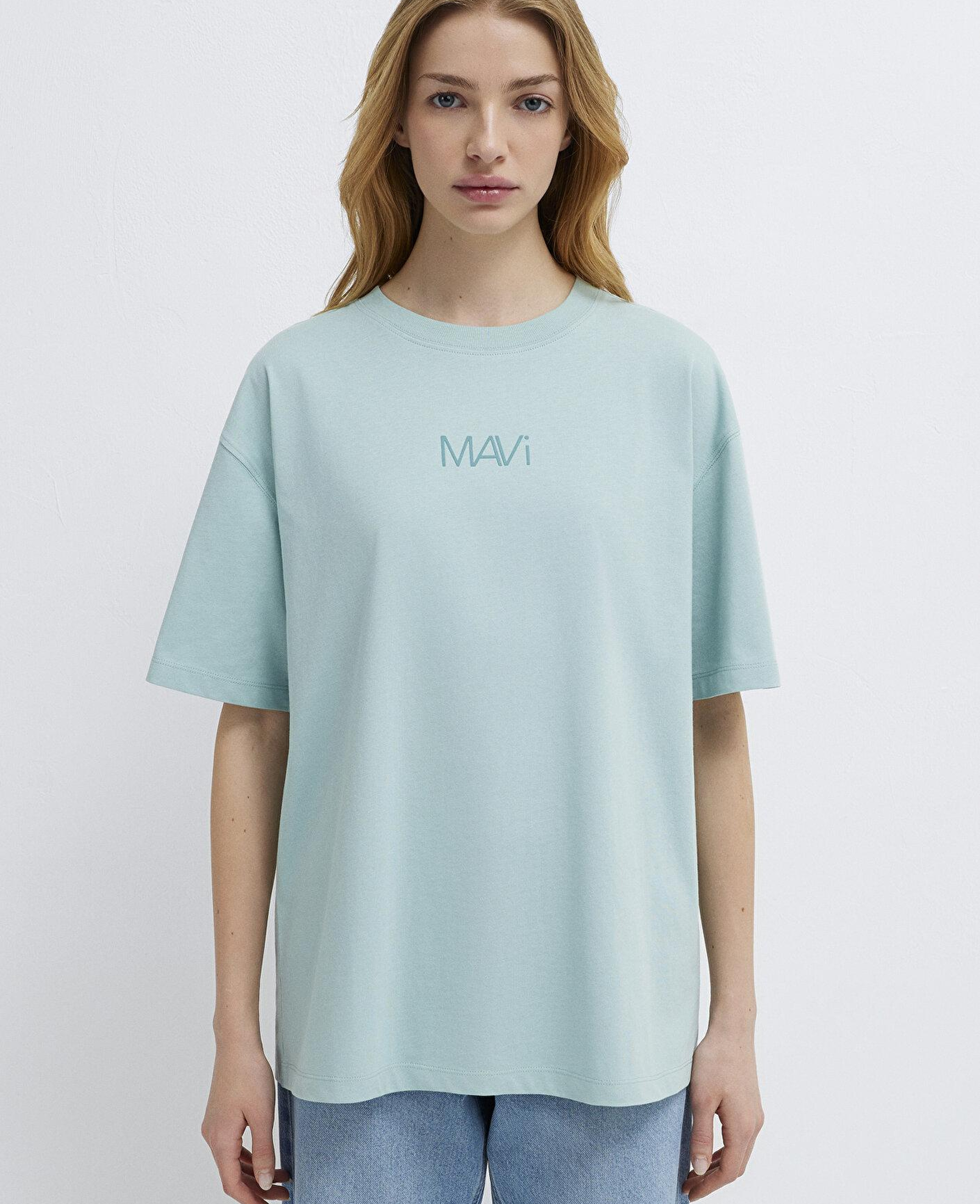 Mavi Mavi Logo Baskılı Yeşil Tişört Loose Fit / Bol Rahat Kesim 1613884-71456