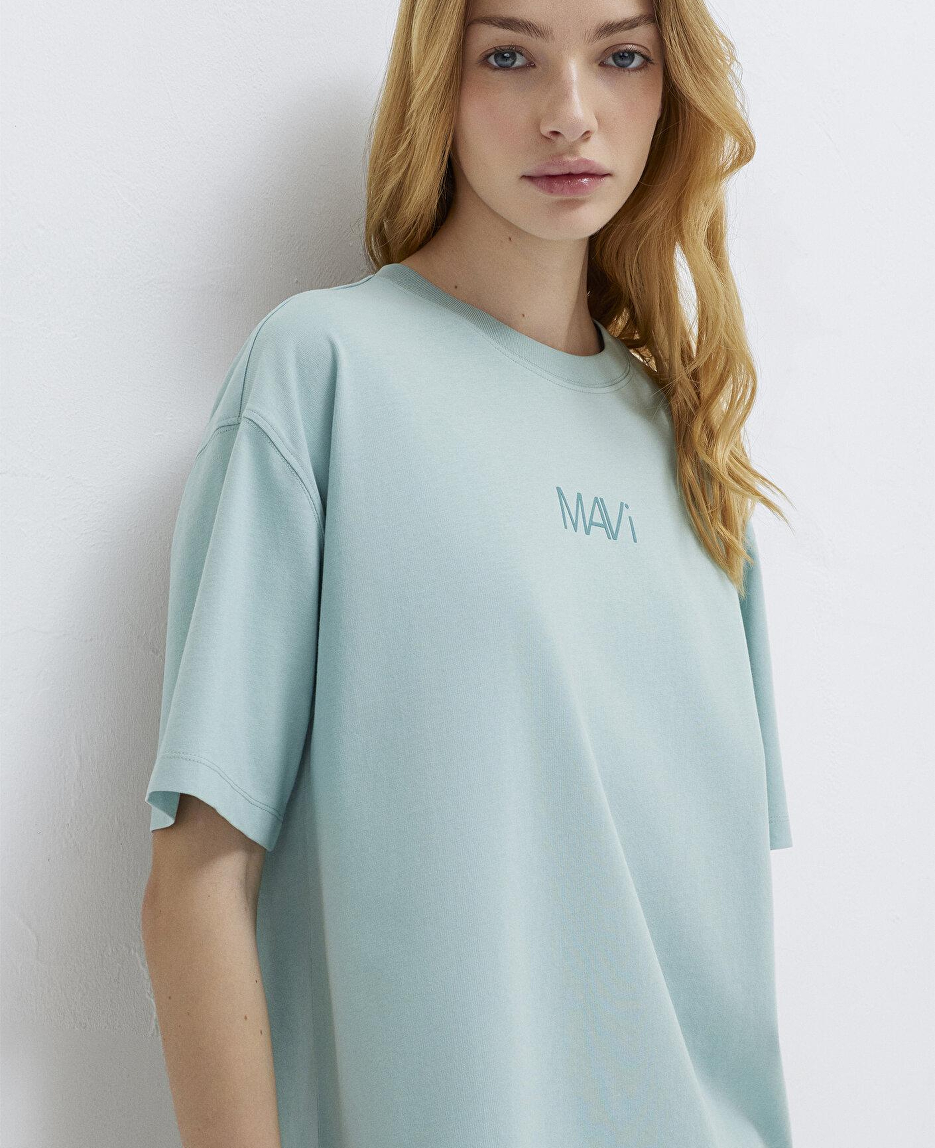 Mavi Mavi Logo Baskılı Yeşil Tişört Loose Fit / Bol Rahat Kesim 1613884-71456