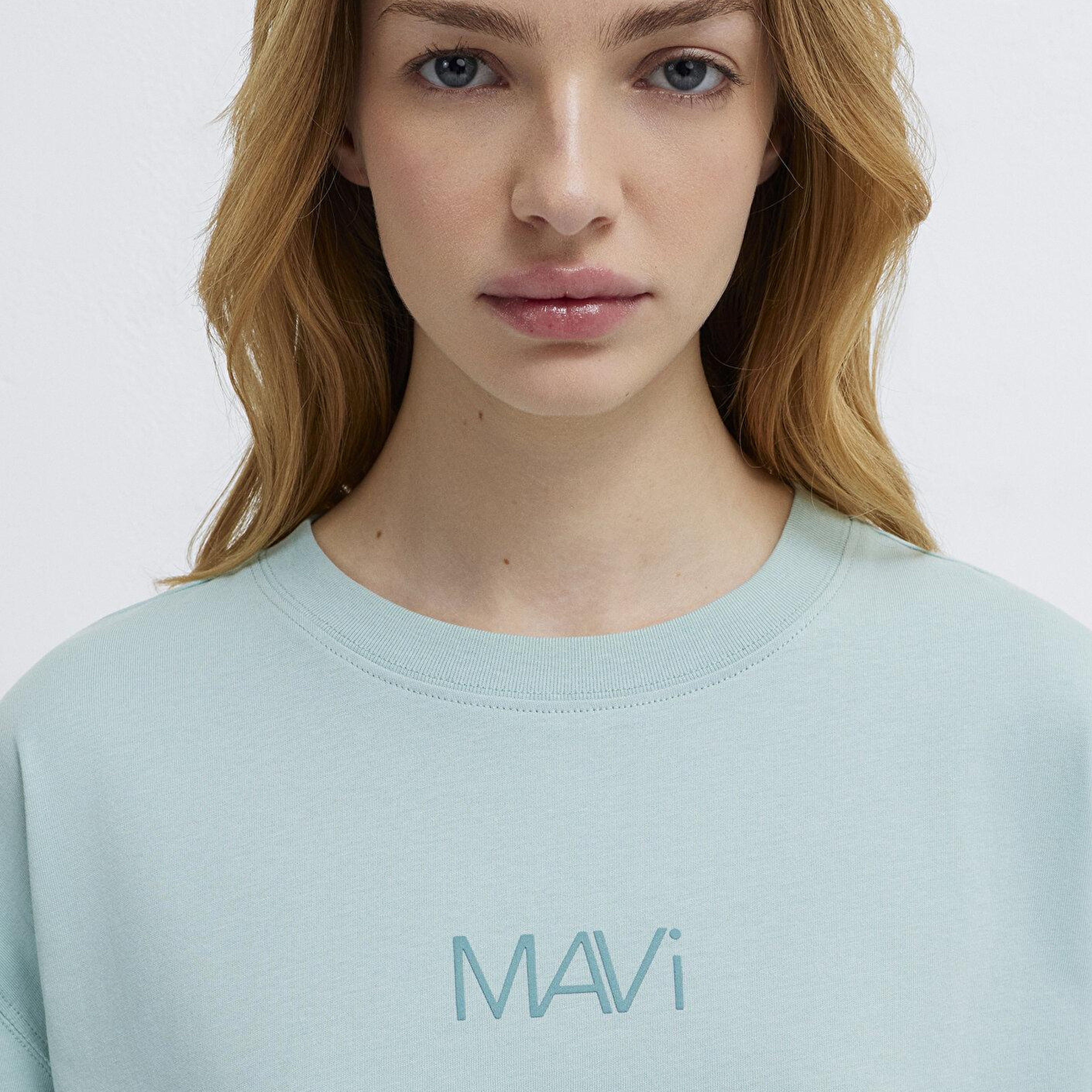 Mavi Mavi Logo Baskılı Yeşil Tişört Loose Fit / Bol Rahat Kesim 1613884-71456