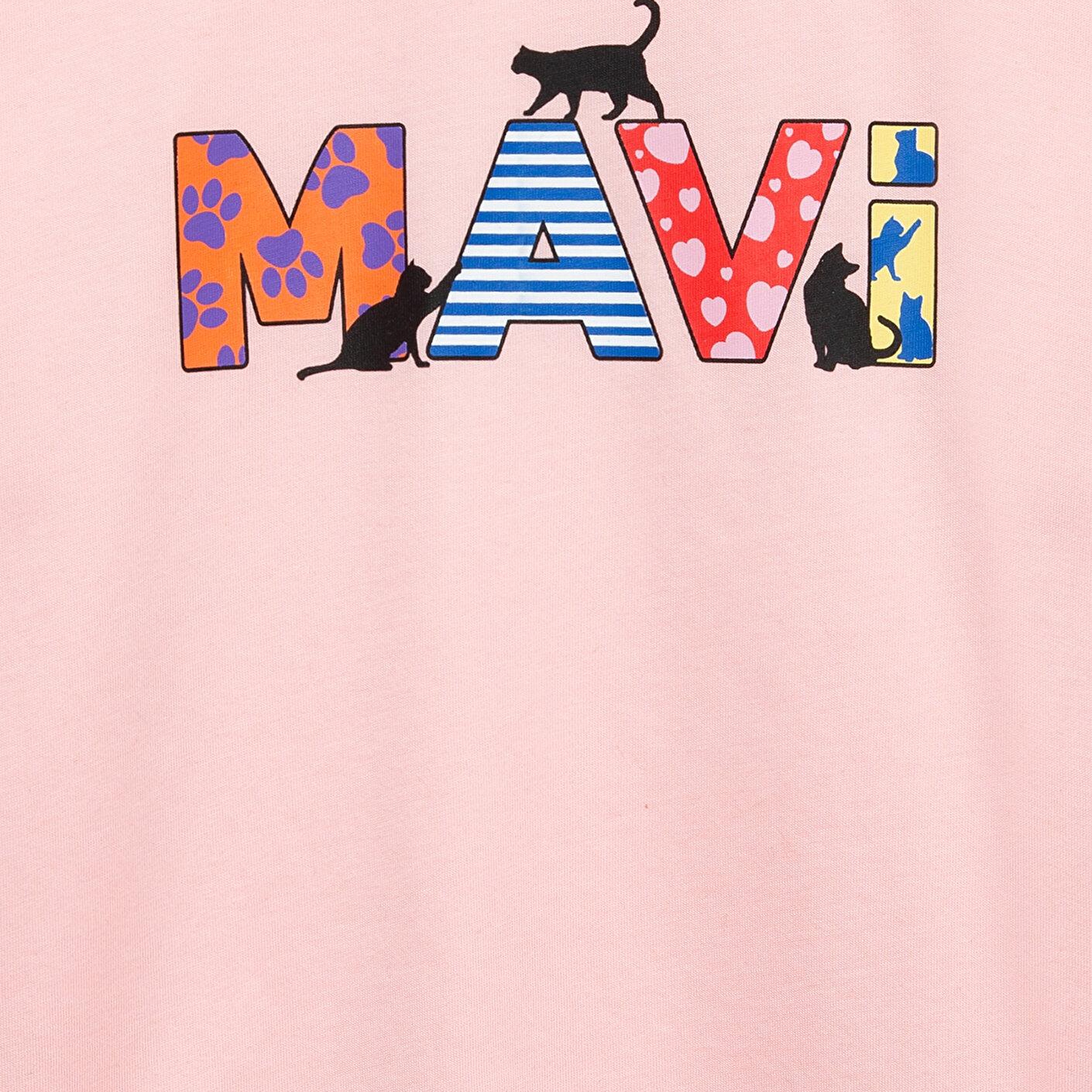 Mavi Mavi Logo Baskılı Pembe Tişört Loose Fit / Bol Rahat Kesim 7610426-71007