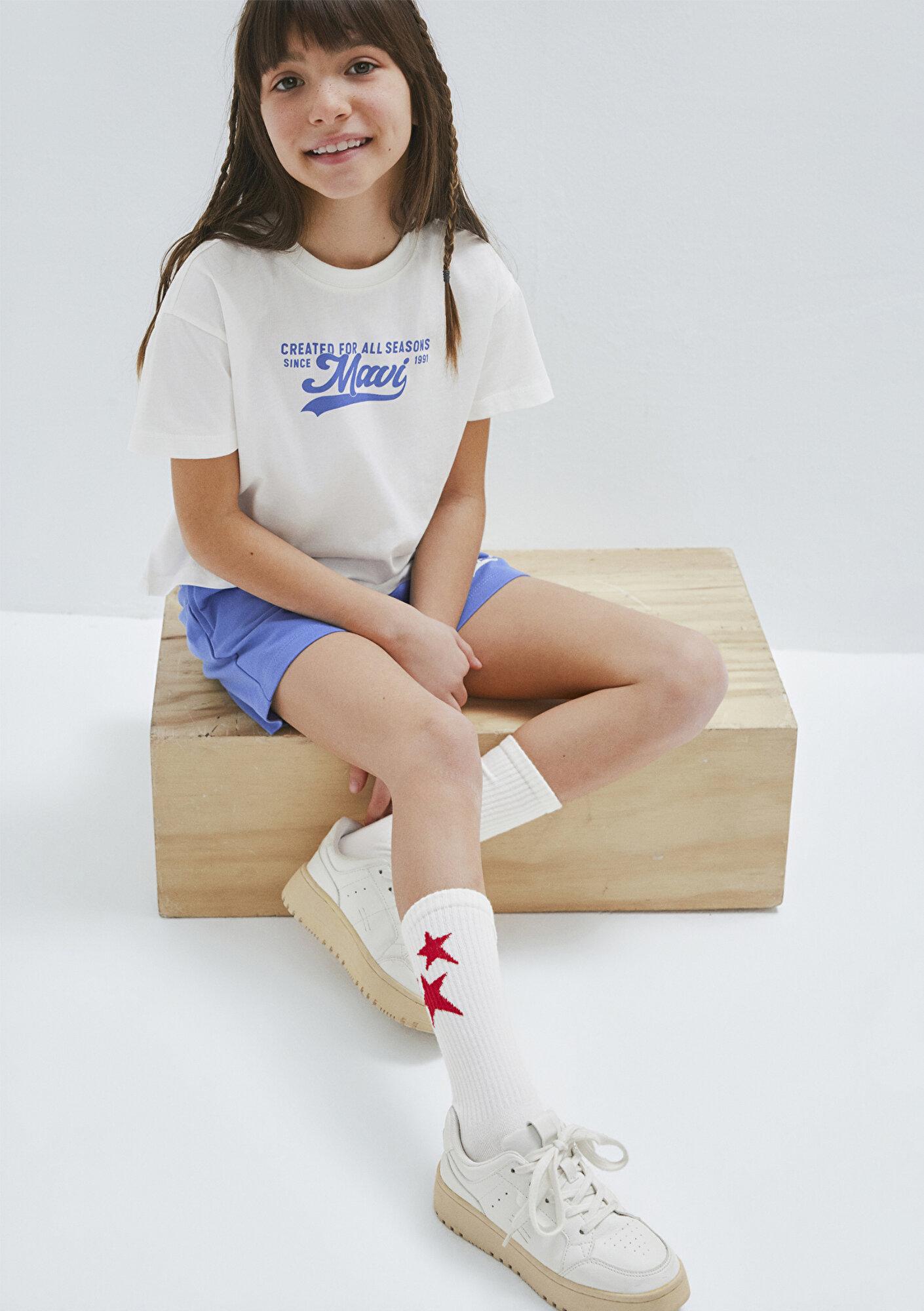 Mavi Mavi Baskılı Ekru Tişört Loose Fit / Bol Rahat Kesim 7610465-70057