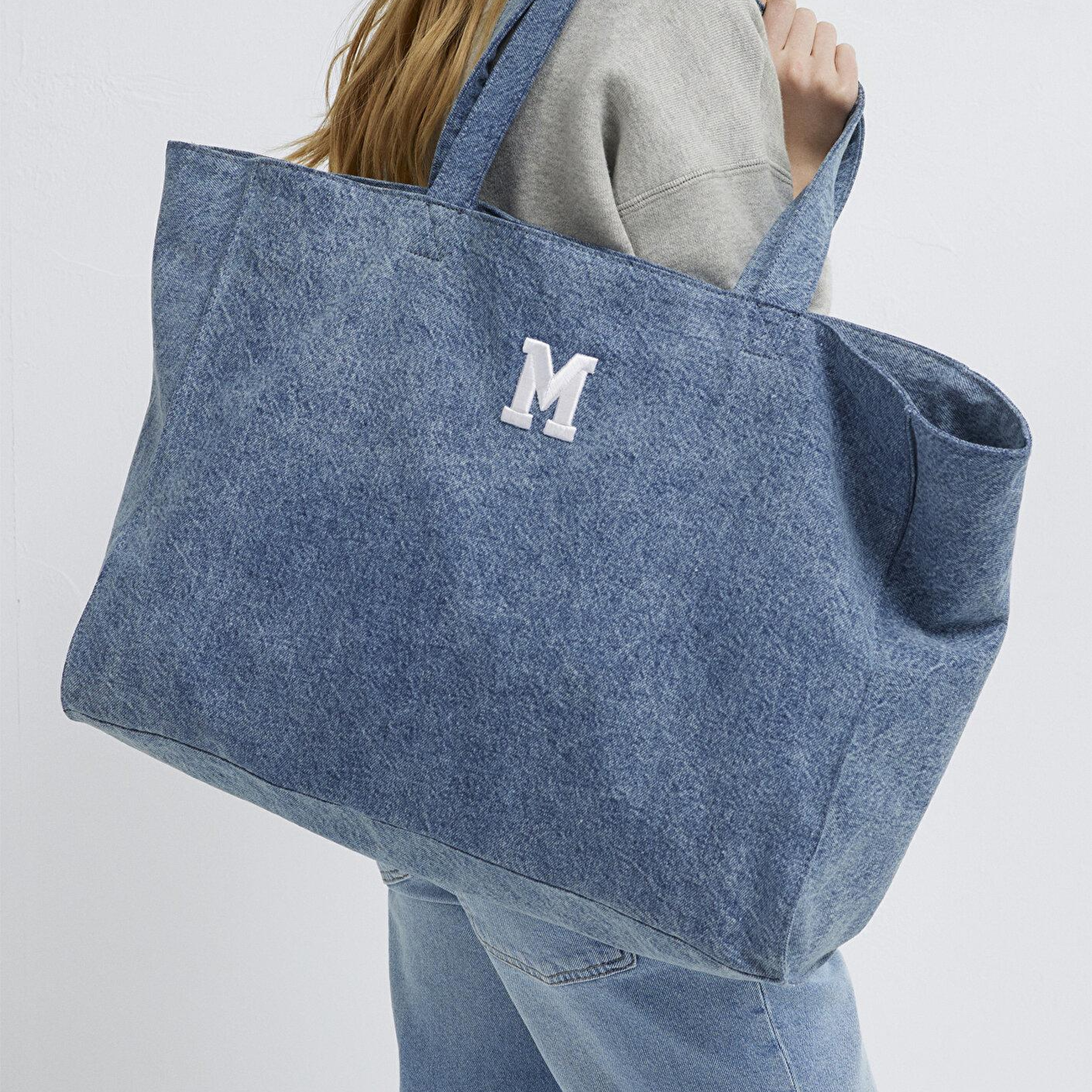 Mavi M Logo İşlemeli Denim Omuz Çantası 1913790-22189