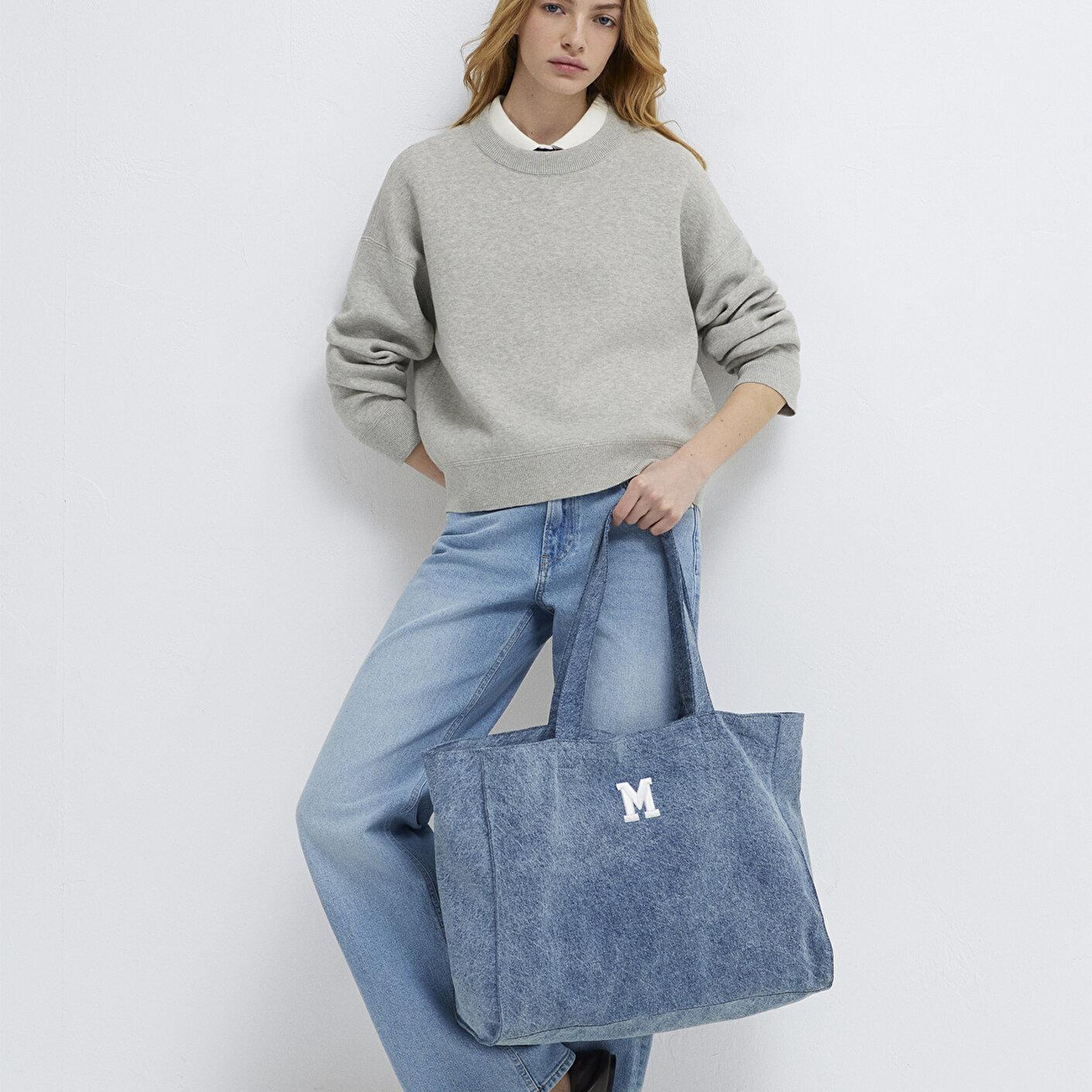 Mavi M Logo İşlemeli Denim Omuz Çantası 1913790-22189