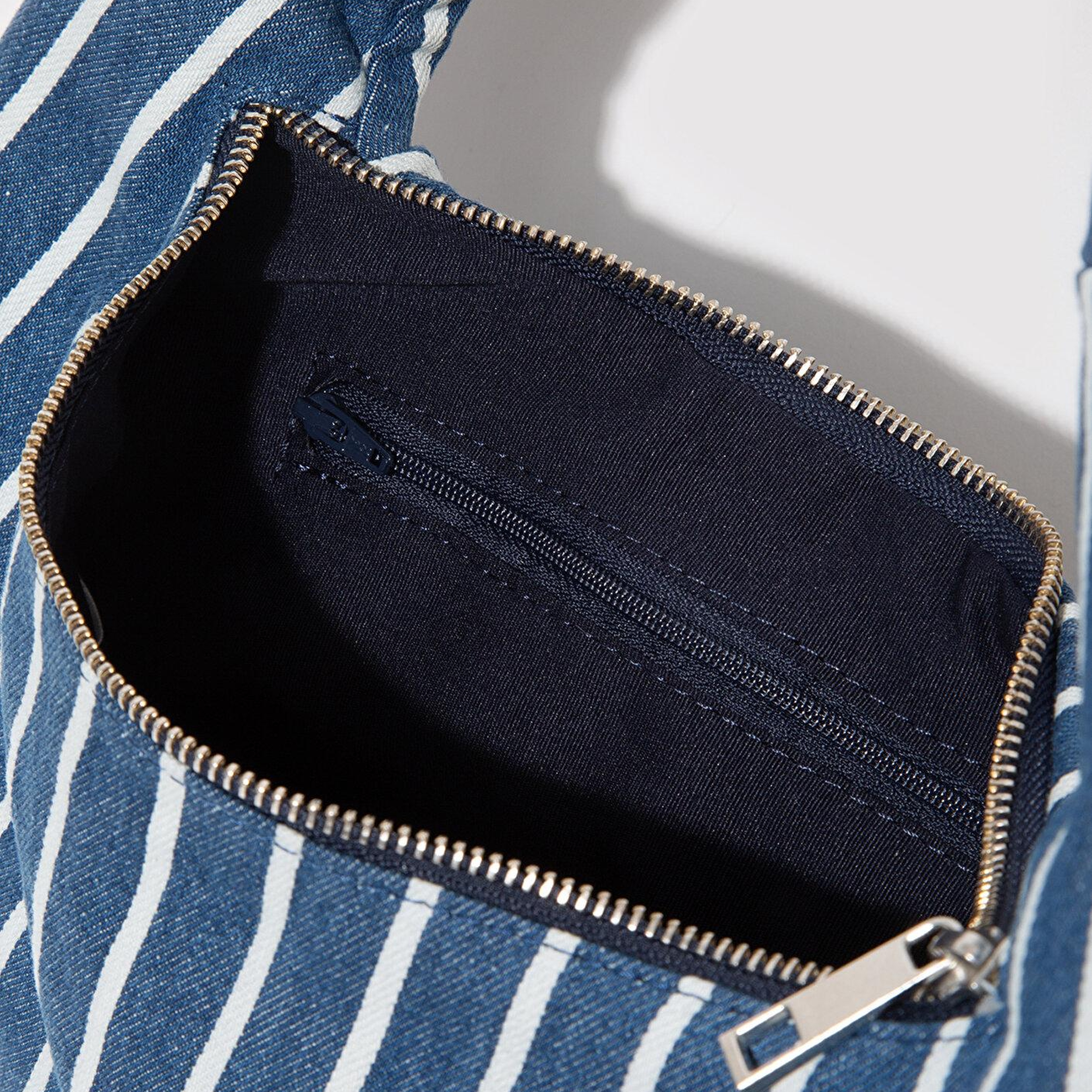 Mavi Çizgili Denim Omuz Çantası 1913791-32177