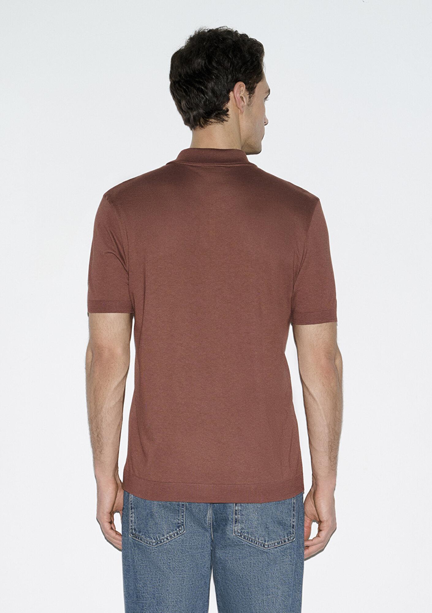 Mavi Kahverengi (TENCEL™) Modal Karışımlı Polo Tişört Regular Fit / Normal Kesim 0613163-70250