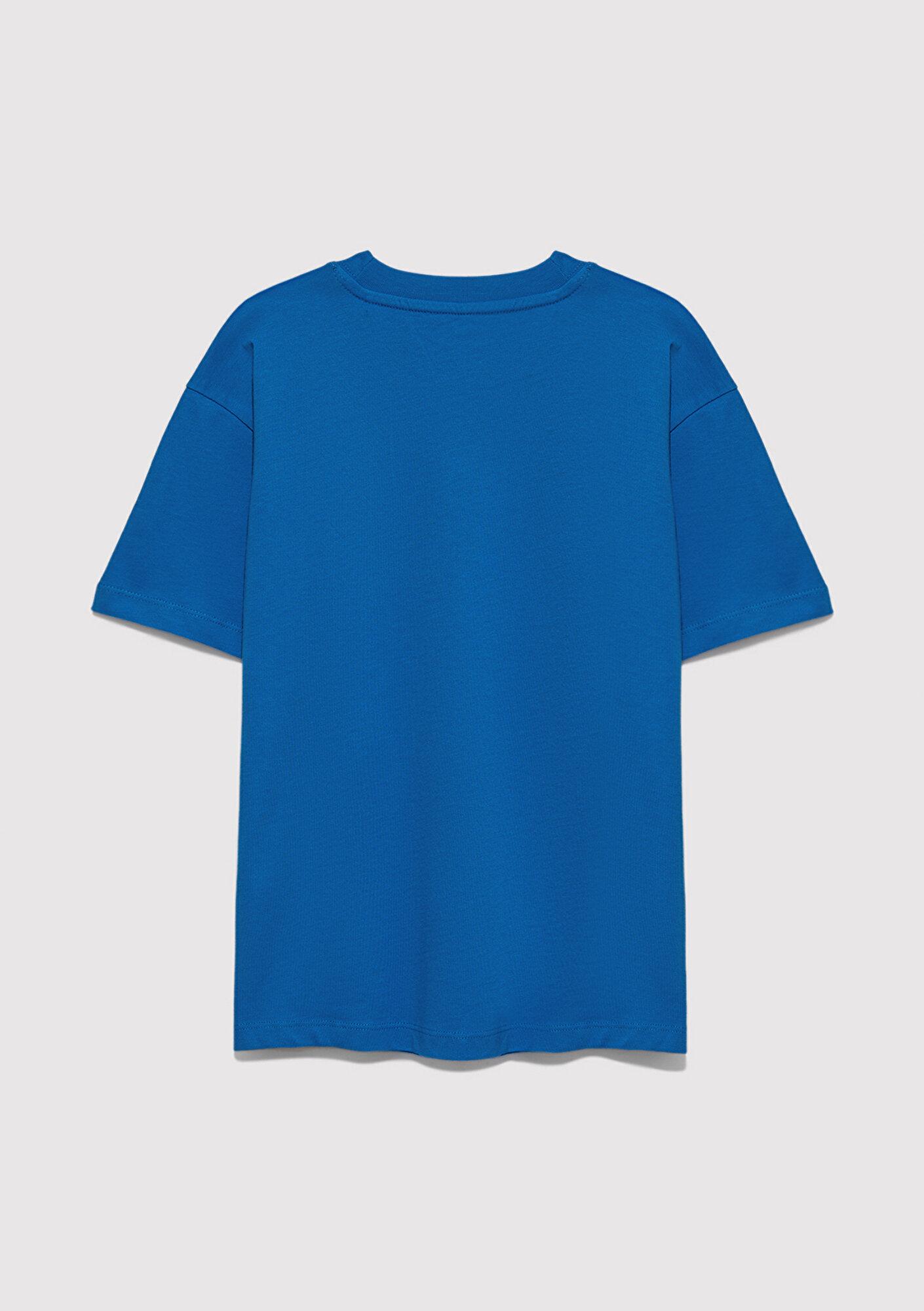 Mavi Mavi Baskılı Mavi Tişört Loose Fit / Bol Rahat Kesim 6610484-70902
