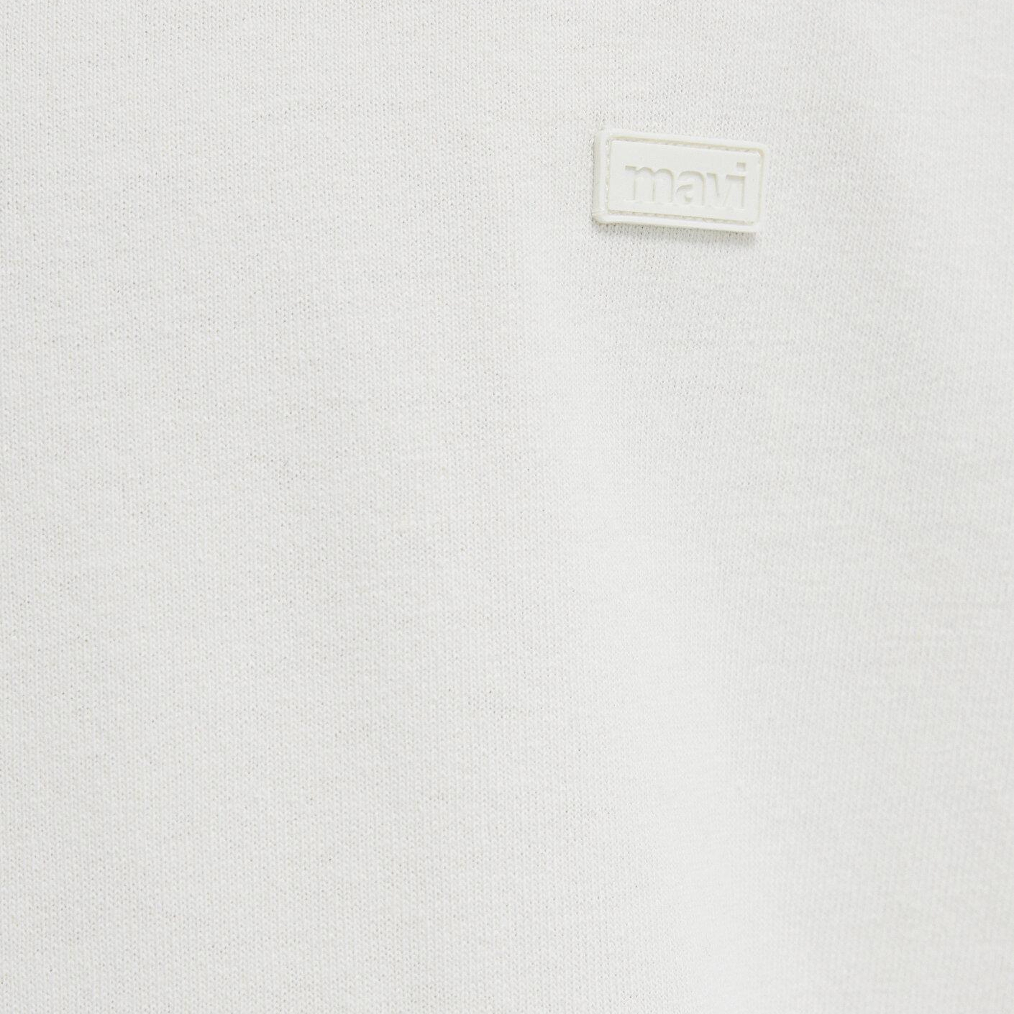 Mavi Silikon Logo Baskılı Ekru Basic Tişört Oversize / Geniş Kesim 0613188-71610