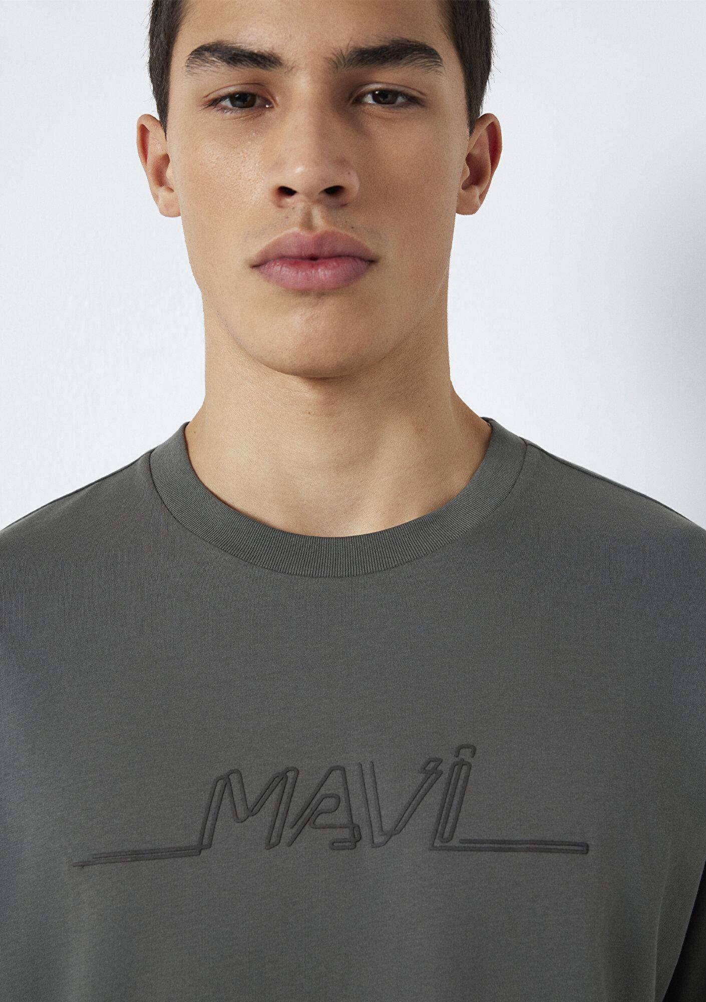 Mavi Mavi Baskılı Antrasit Tişört Loose Fit / Bol Rahat Kesim 0613128-70088