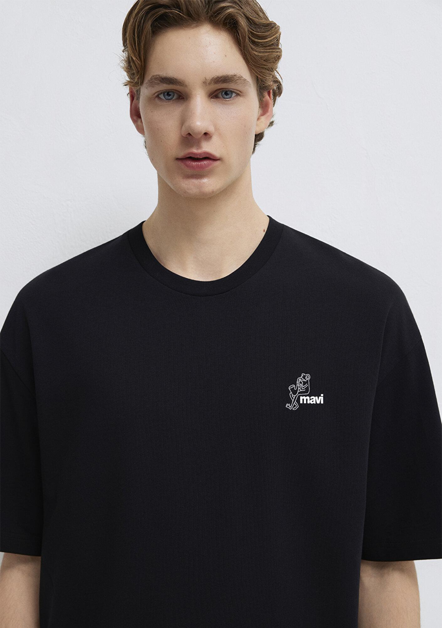Mavi Mavi Logo Baskılı Siyah Tişört Oversize / Geniş Kesim 0613179-900