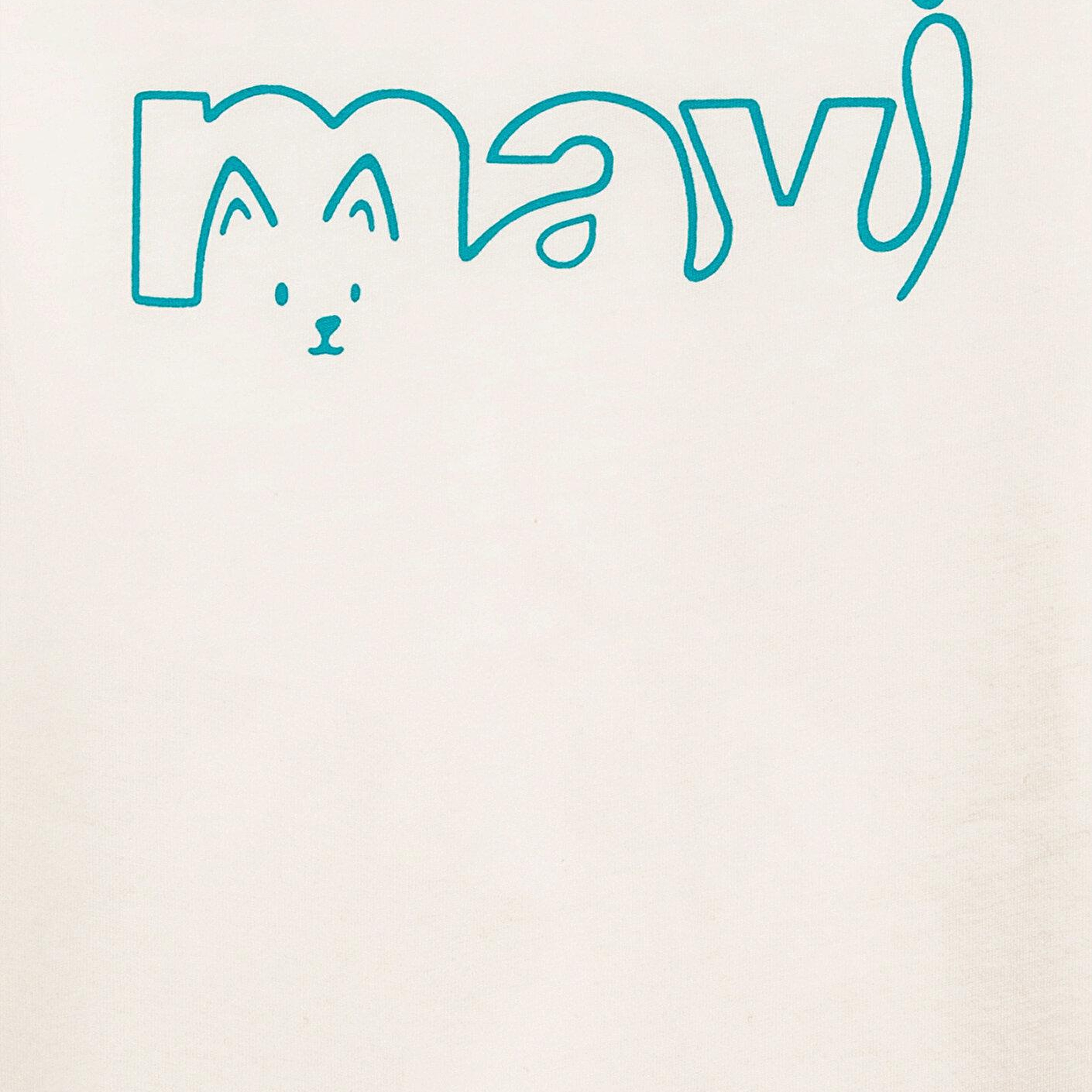 Mavi Mavi Logo Kedi Baskılı Ekru Tişört Regular Fit / Normal Kesim 7610338-70057