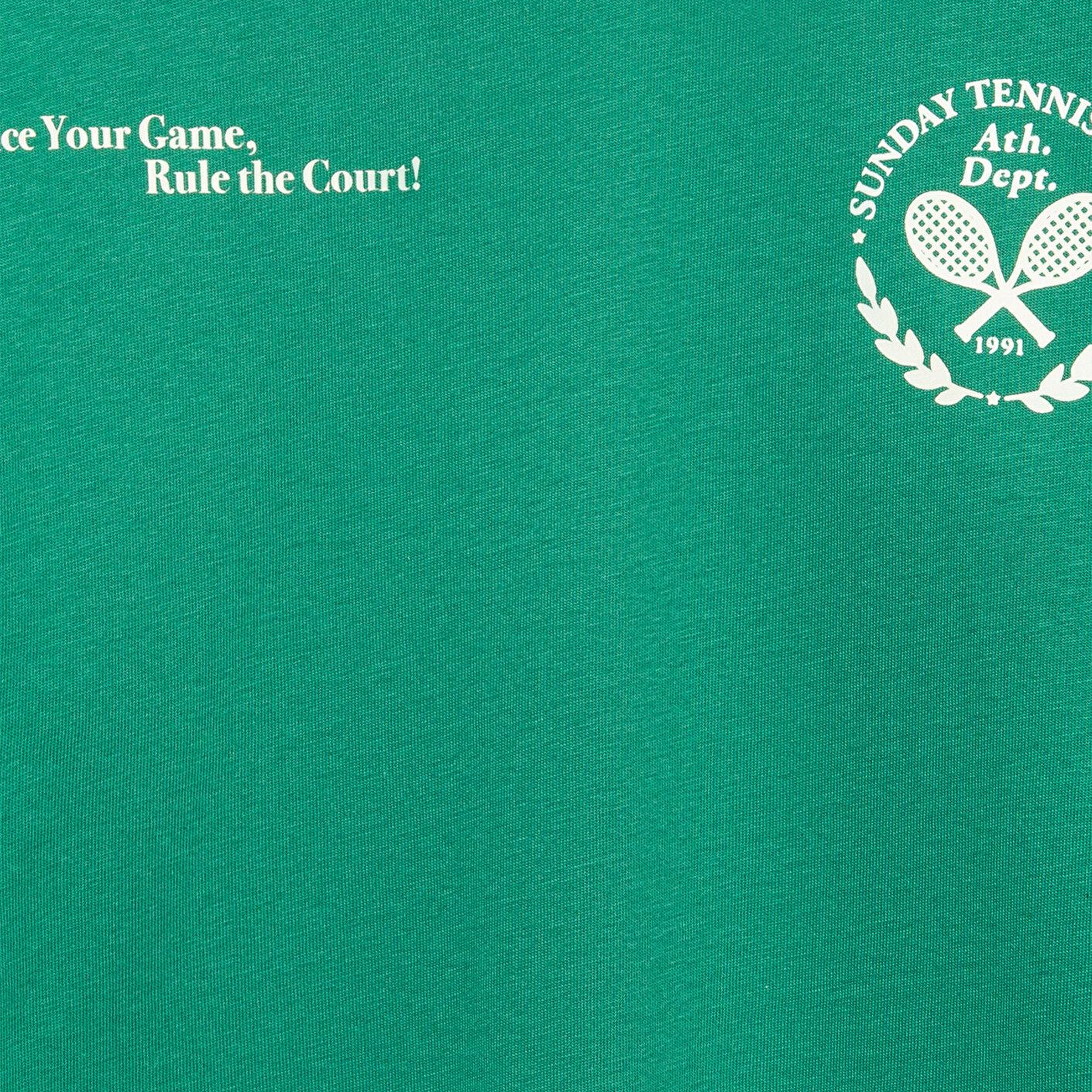 Mavi Tenis Baskılı Yeşil Tişört Oversize / Geniş Kesim 6610401-71697