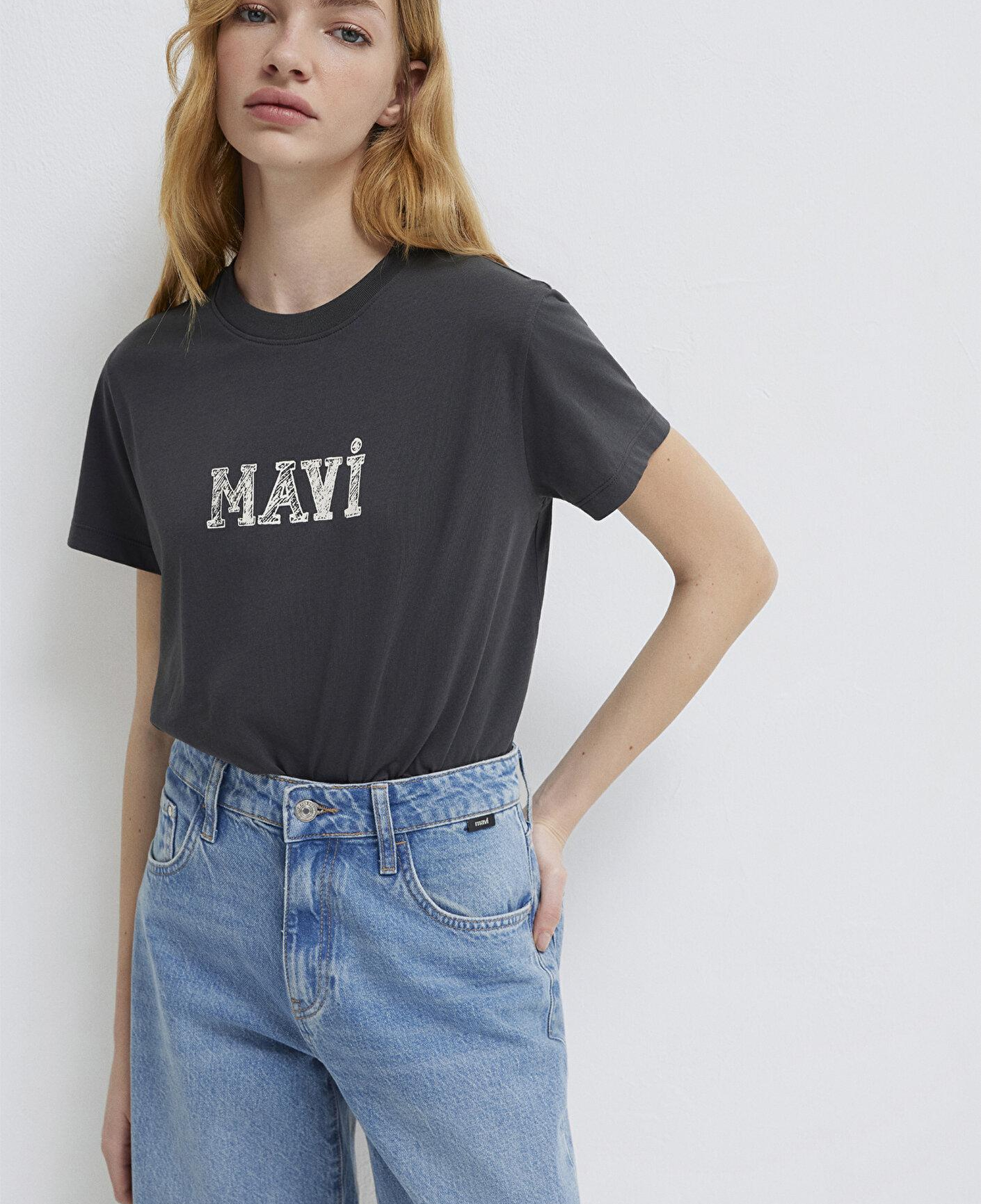 Mavi Mavi Baskılı Antrasit Tişört Regular Fit / Normal Kesim 1612232-34853