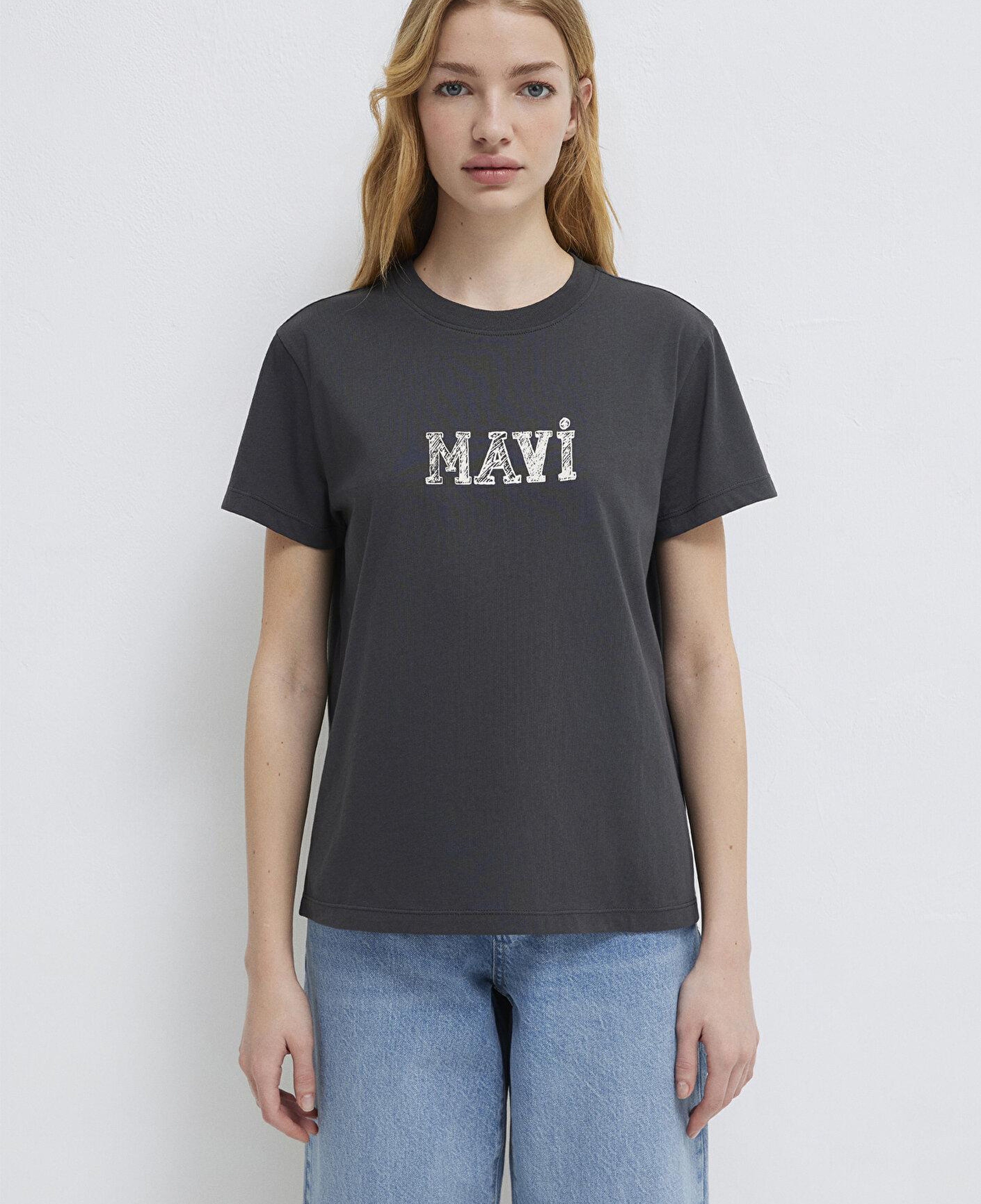 Mavi Mavi Baskılı Antrasit Tişört Regular Fit / Normal Kesim 1612232-34853