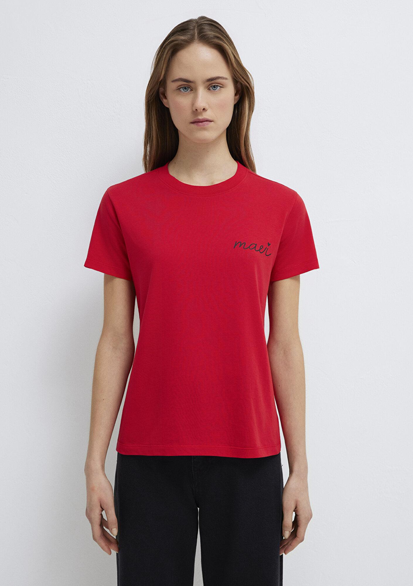 Mavi Mavi Logo Baskılı Kırmızı Tişört Semi Slim Fit / Yarı Dar Kesim 1612962-82054