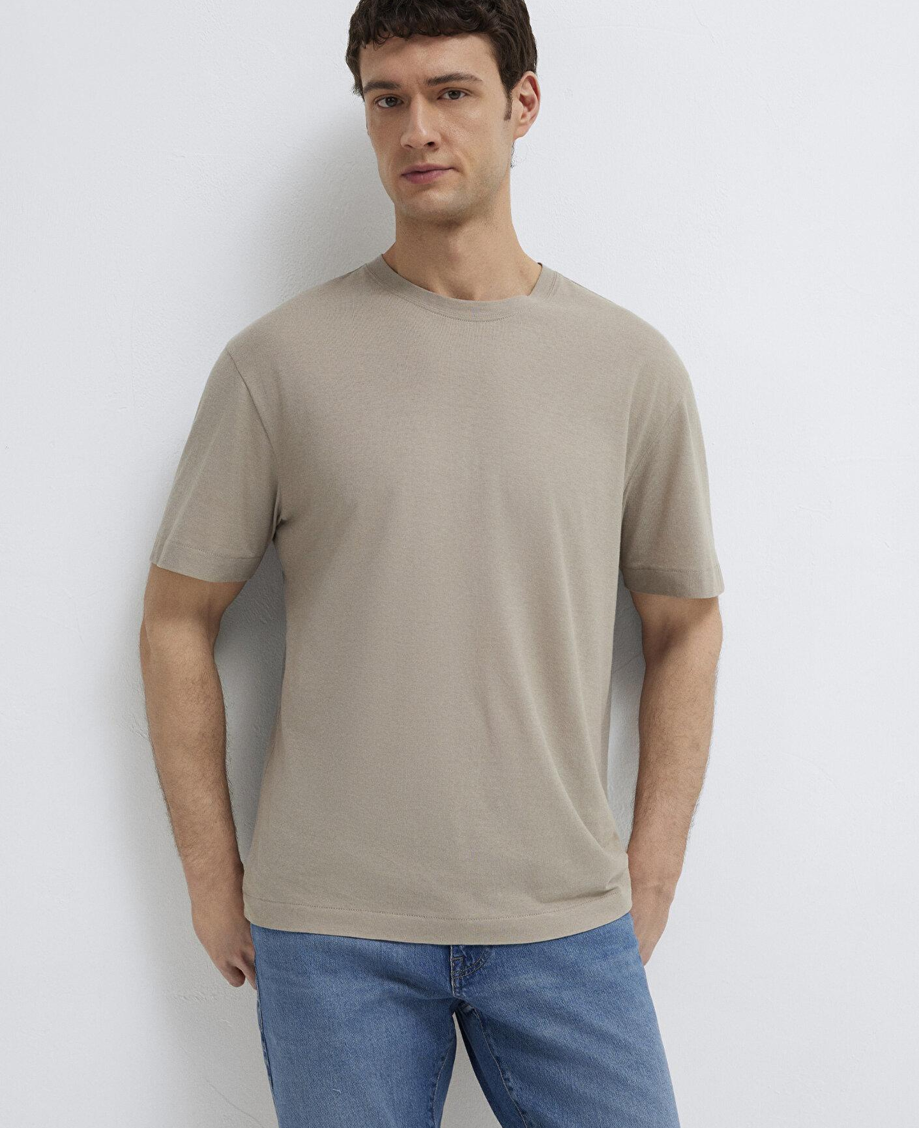 Mavi Bej Basic Tişört Loose Fit / Bol Rahat Kesim 0613338-70352
