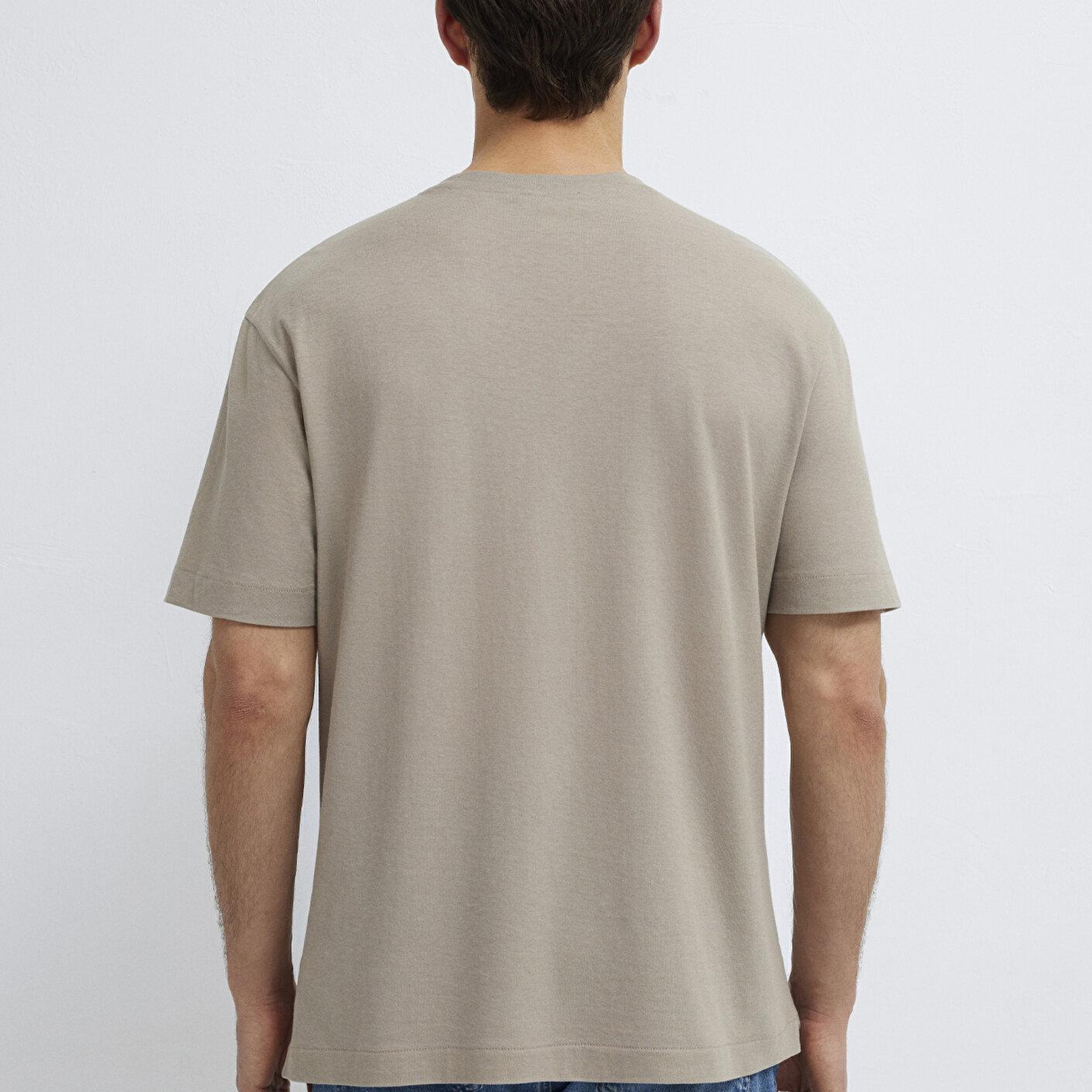 Mavi Bej Basic Tişört Loose Fit / Bol Rahat Kesim 0613338-70352