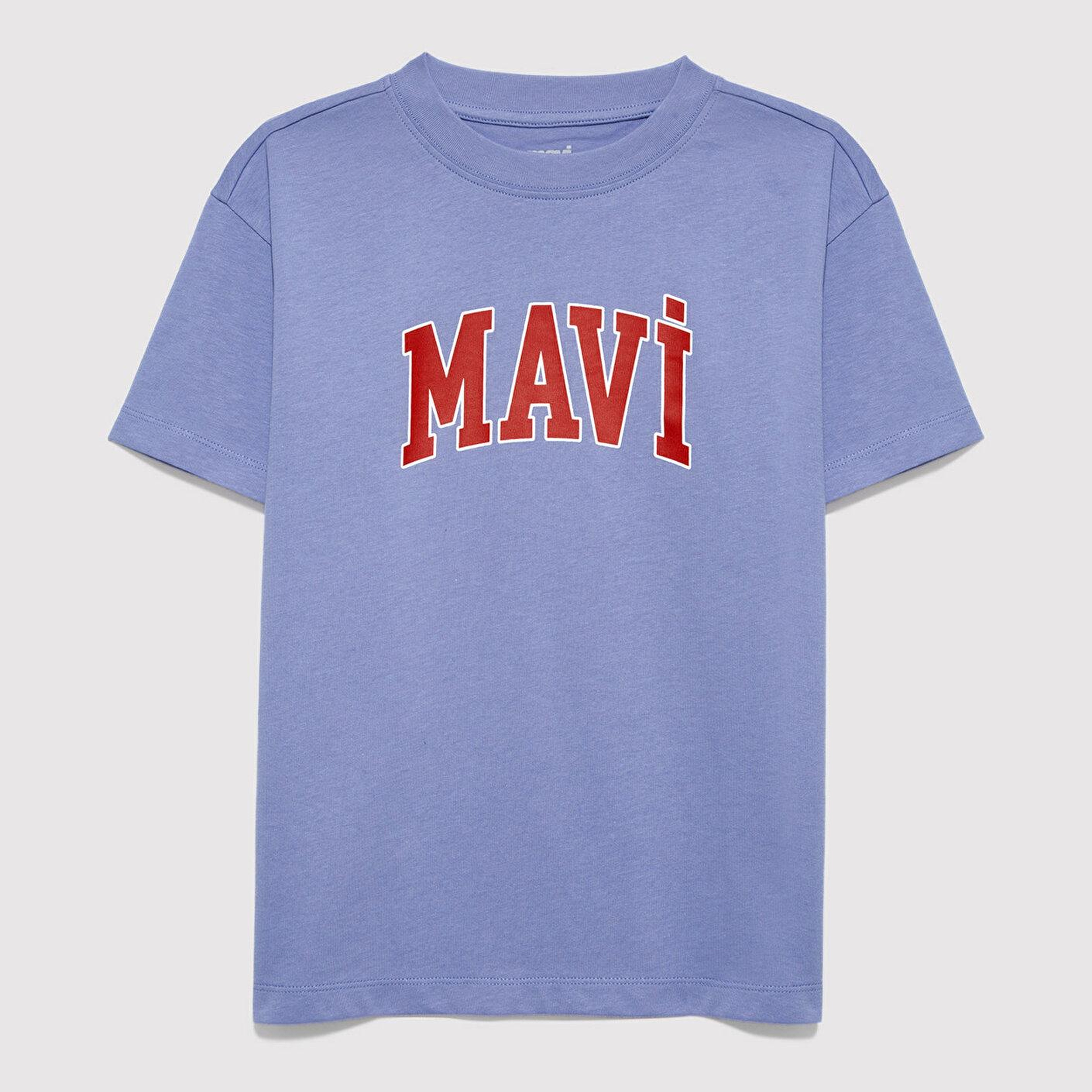 Mavi Mavi Logo Baskılı Mavi Tişört Loose Fit / Bol Rahat Kesim 7610393-70855