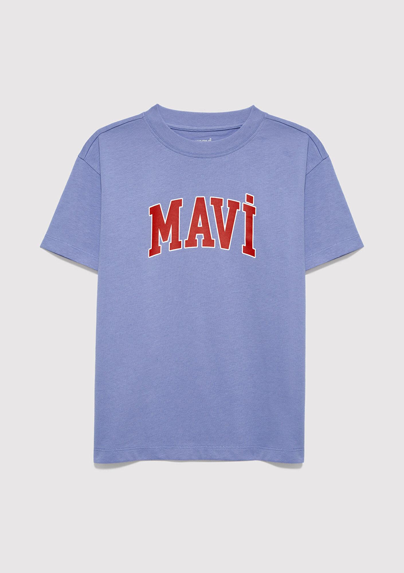 Mavi Mavi Logo Baskılı Mavi Tişört Loose Fit / Bol Rahat Kesim 7610393-70855