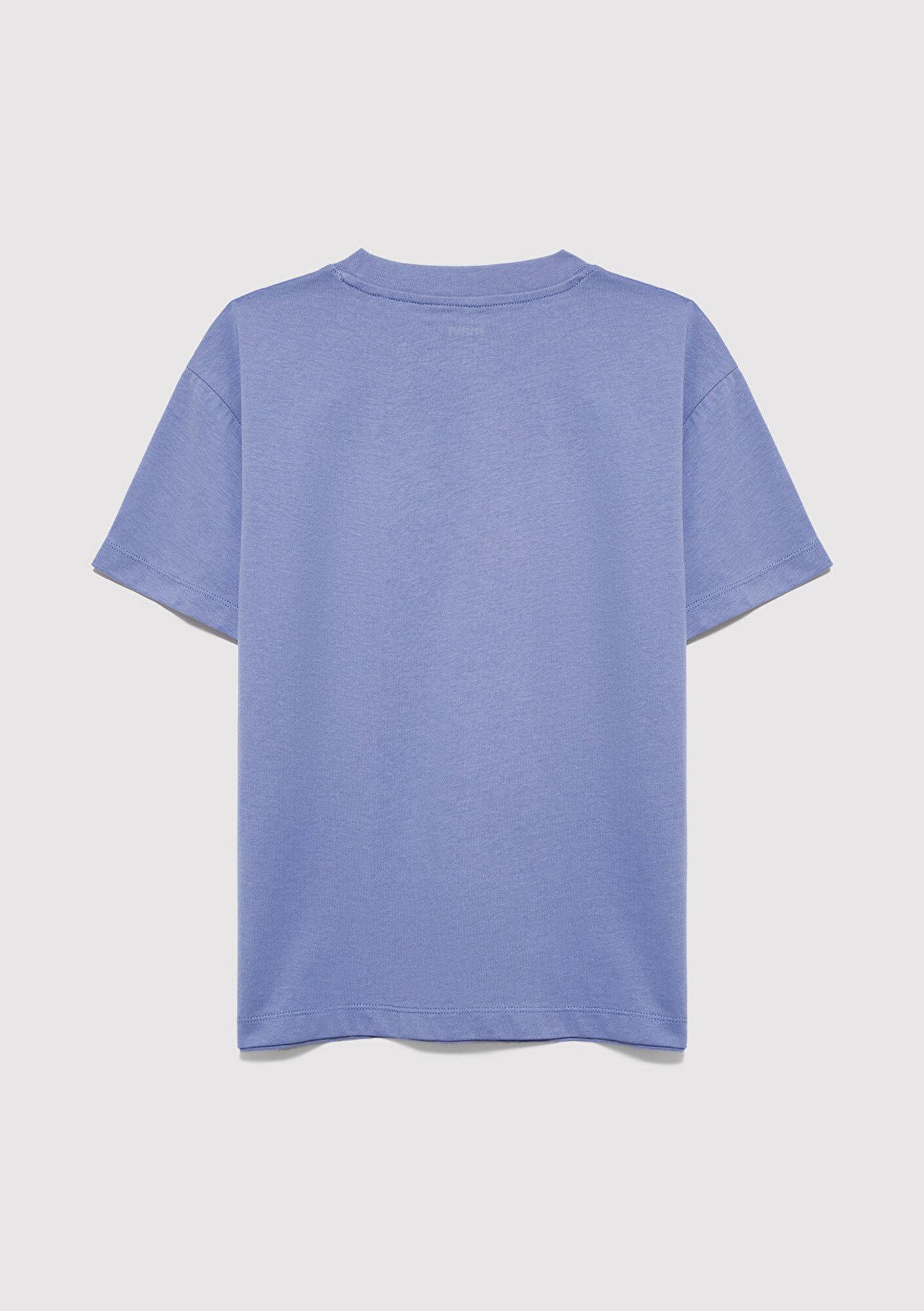 Mavi Mavi Logo Baskılı Mavi Tişört Loose Fit / Bol Rahat Kesim 7610393-70855