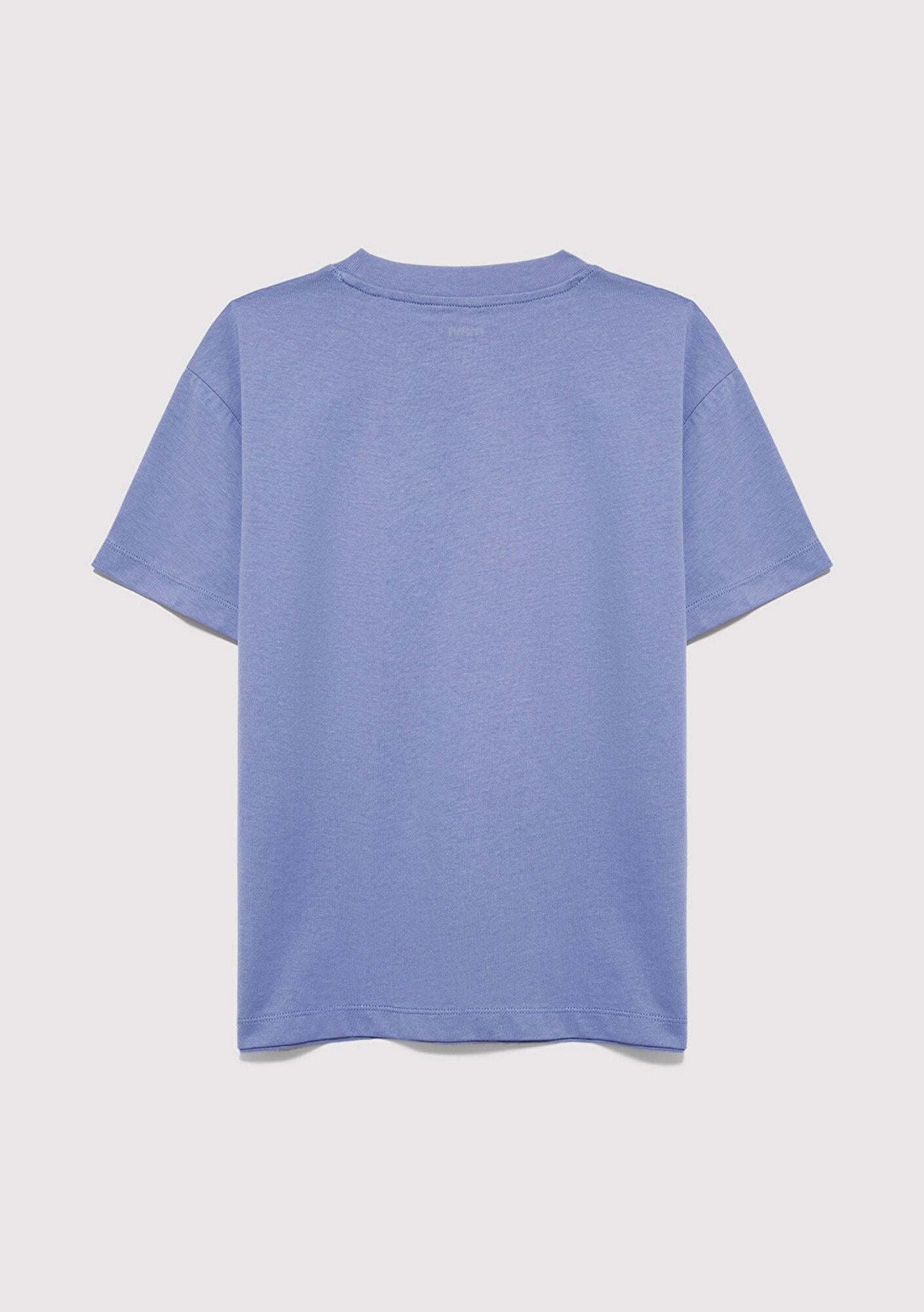 Mavi Mavi Logo Baskılı Mavi Tişört Loose Fit / Bol Rahat Kesim 7610393-70855