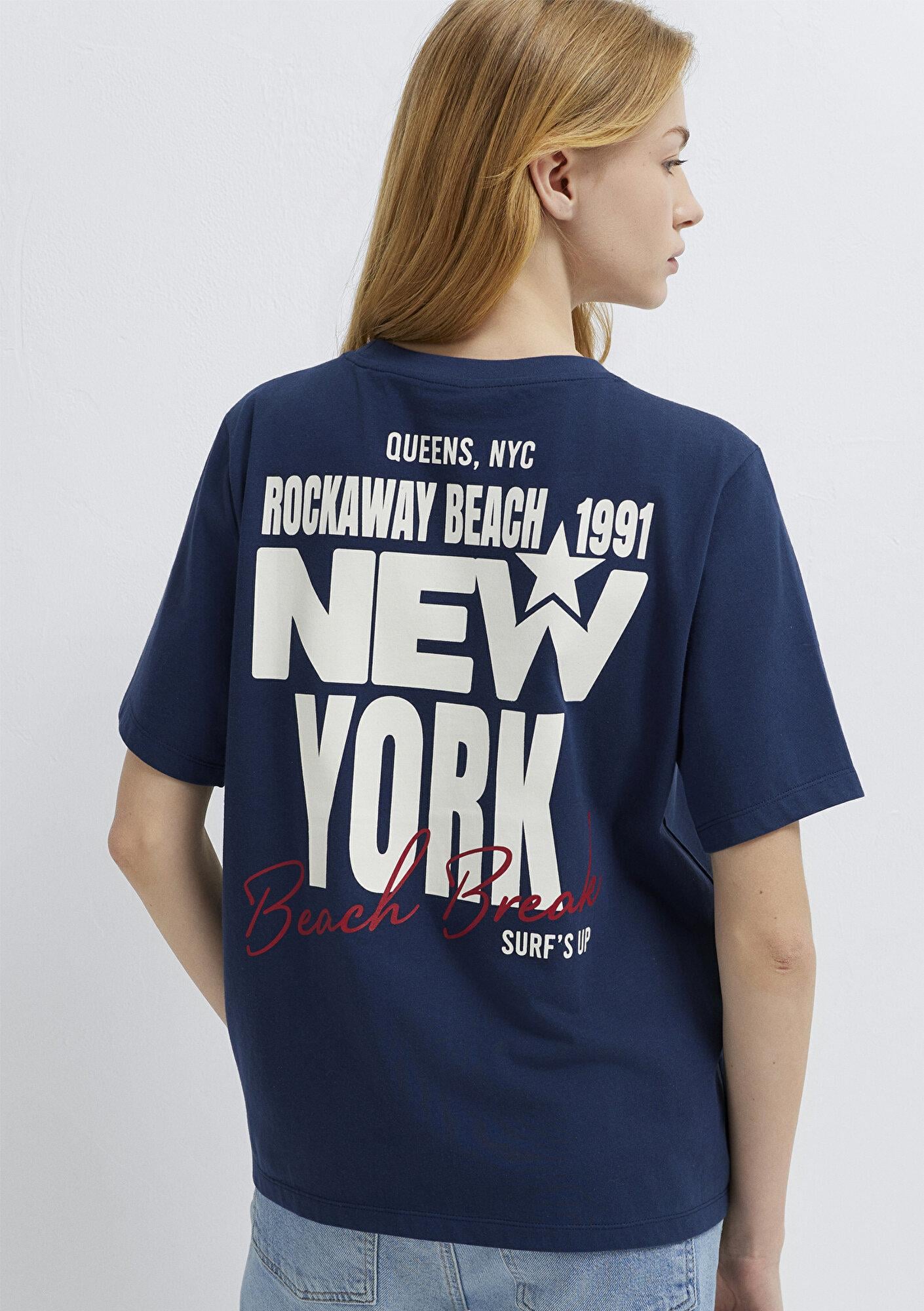 Mavi Newyork Baskılı lacivert Tişört Regular Fit / Normal Kesim 1613893-70487