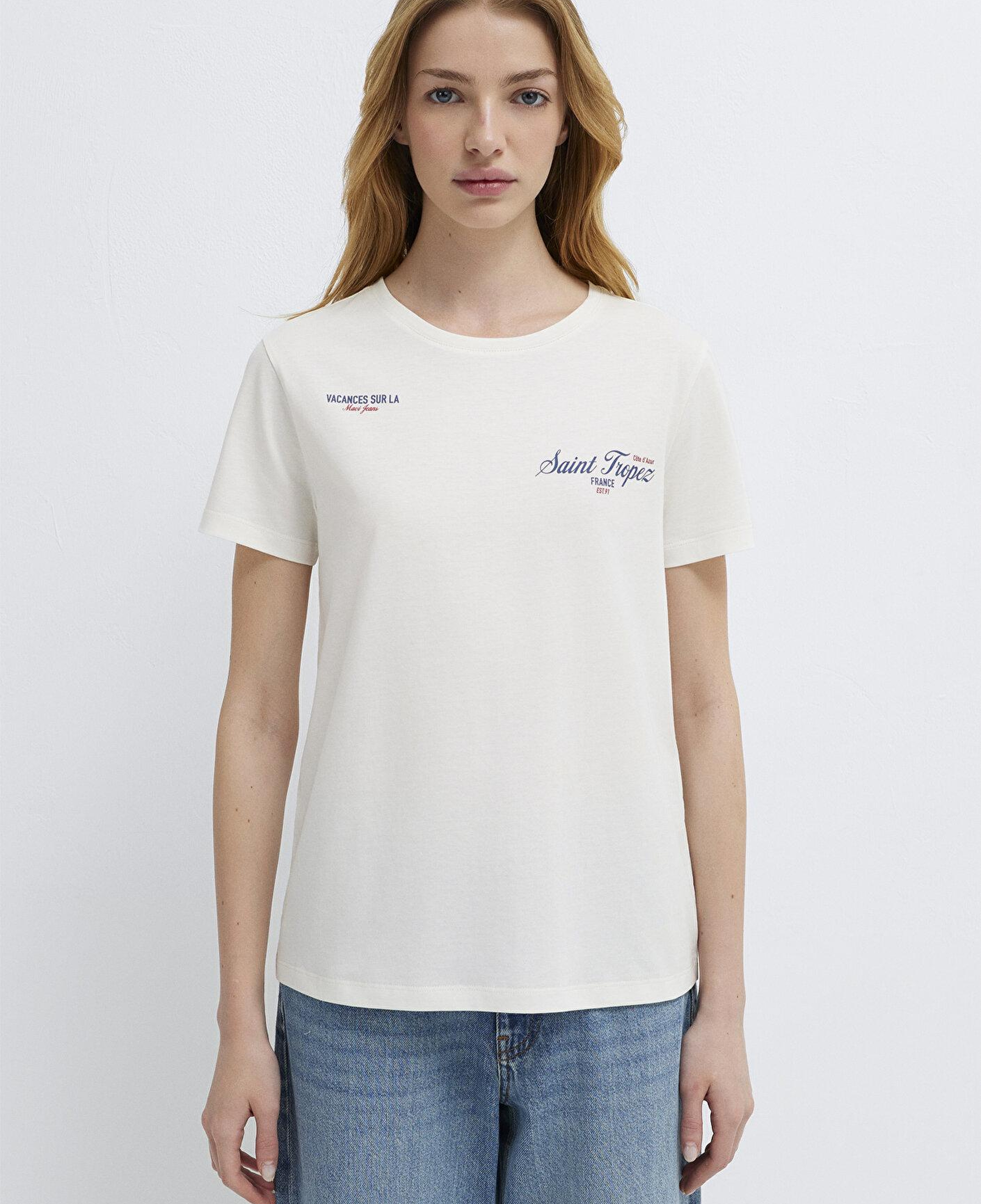 Mavi Saint Tropez Baskılı Ekru Tişört Semi Slim Fit / Yarı Dar Kesim 1613891-80194