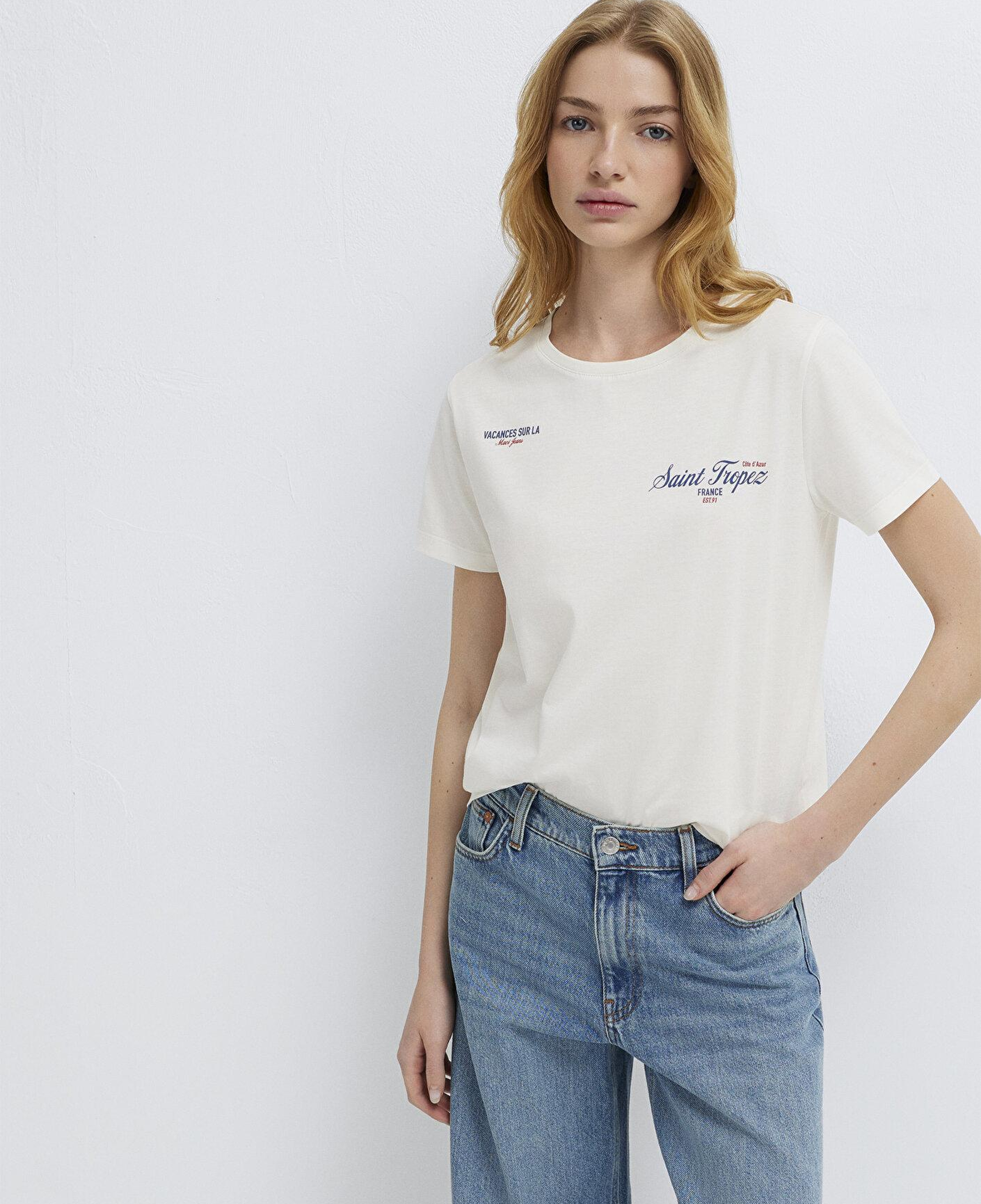 Mavi Saint Tropez Baskılı Ekru Tişört Semi Slim Fit / Yarı Dar Kesim 1613891-80194