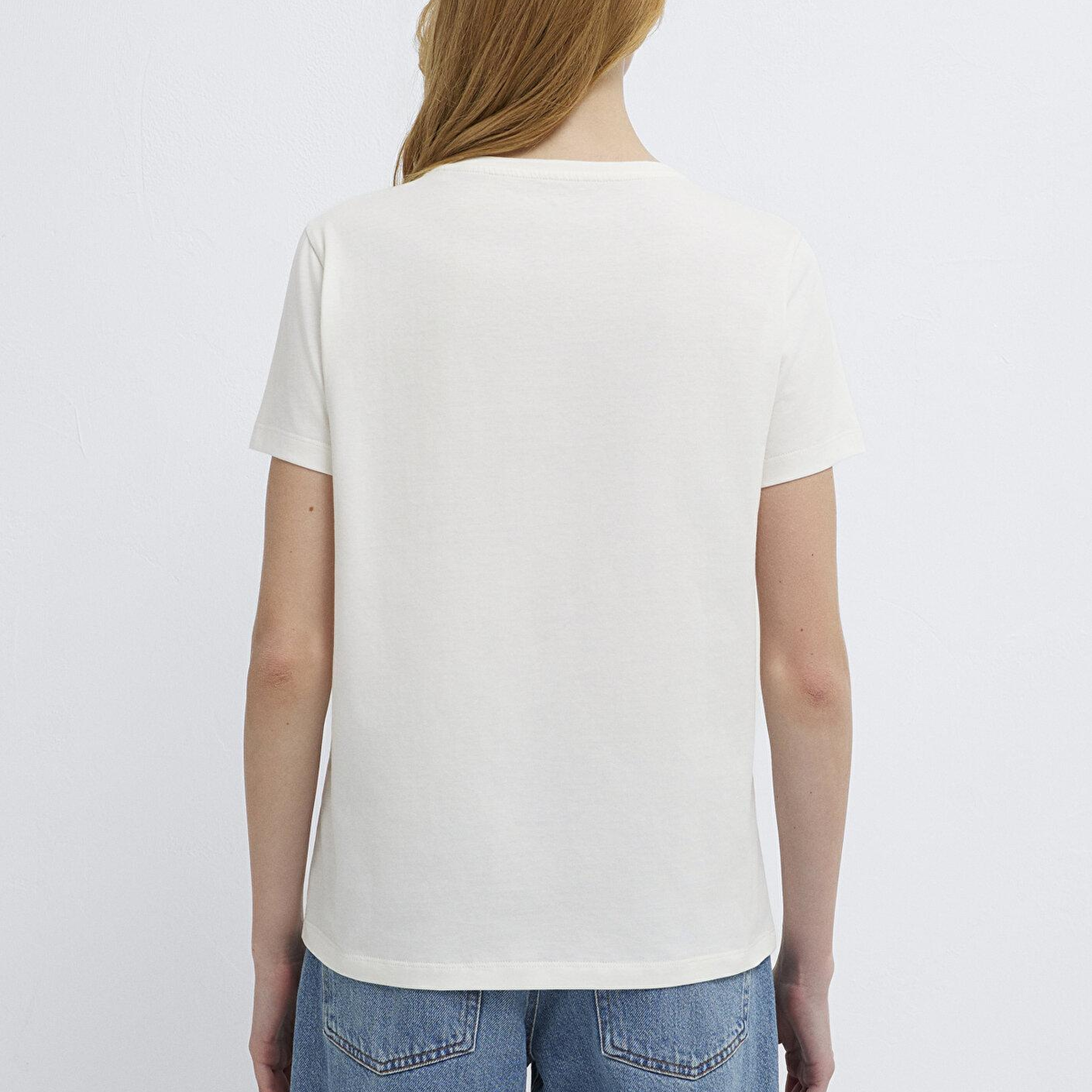 Mavi Saint Tropez Baskılı Ekru Tişört Semi Slim Fit / Yarı Dar Kesim 1613891-80194