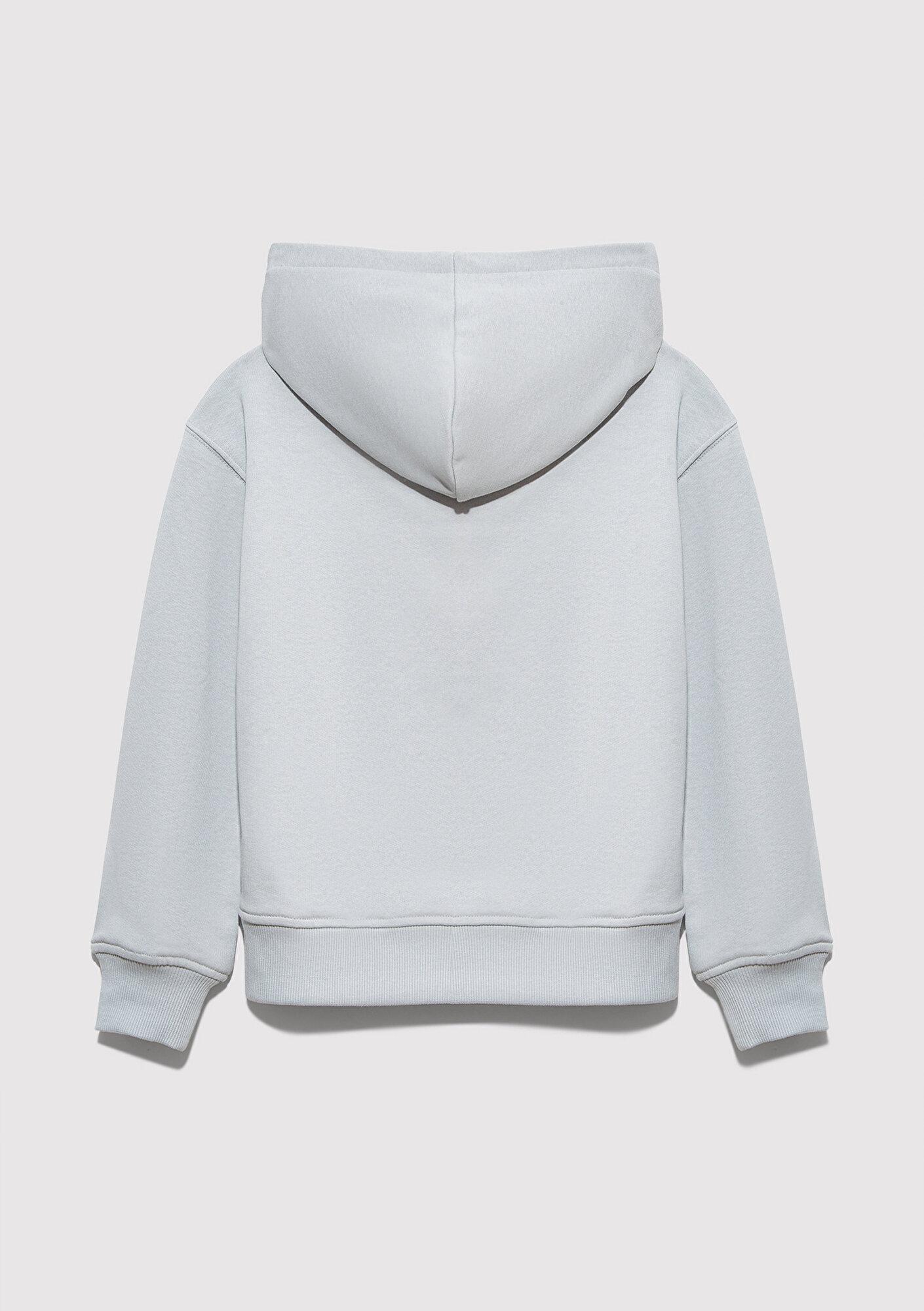 Mavi Mavi Logo Baskılı Kapüşonlu Gri Sweatshirt 7S10179-70075