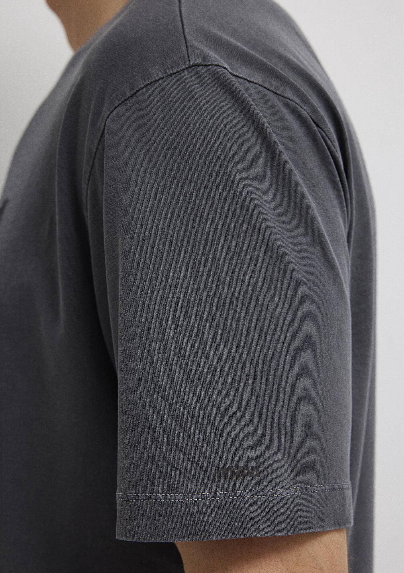 Mavi İstanbul Baskılı Antrasit Tişört Loose Fit / Bol Rahat Kesim 0613594-80106