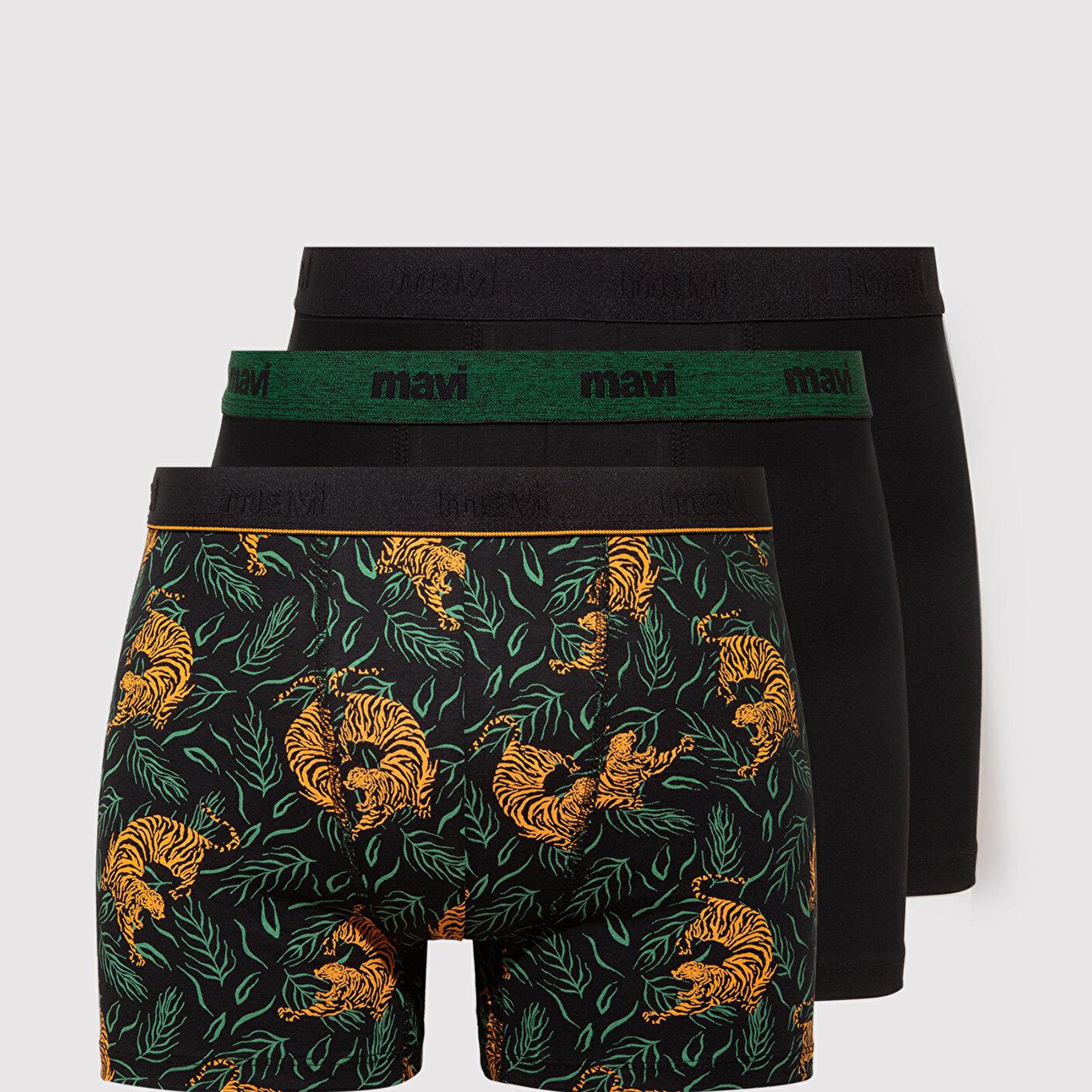 Mavi 3lü Baskılı Siyah Boxer 0912347-900