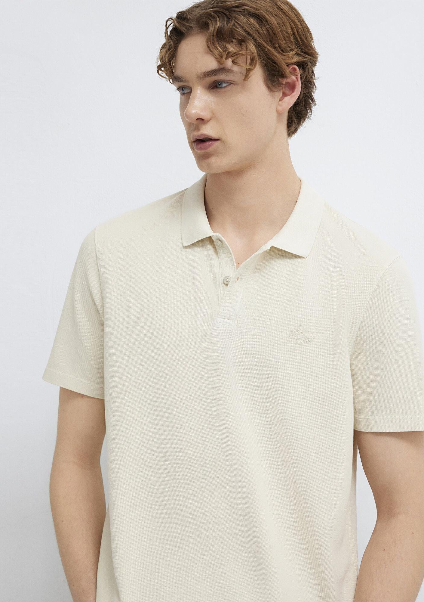 Mavi Bej Tişört Slim Fit / Dar Kesim 0613618-70140